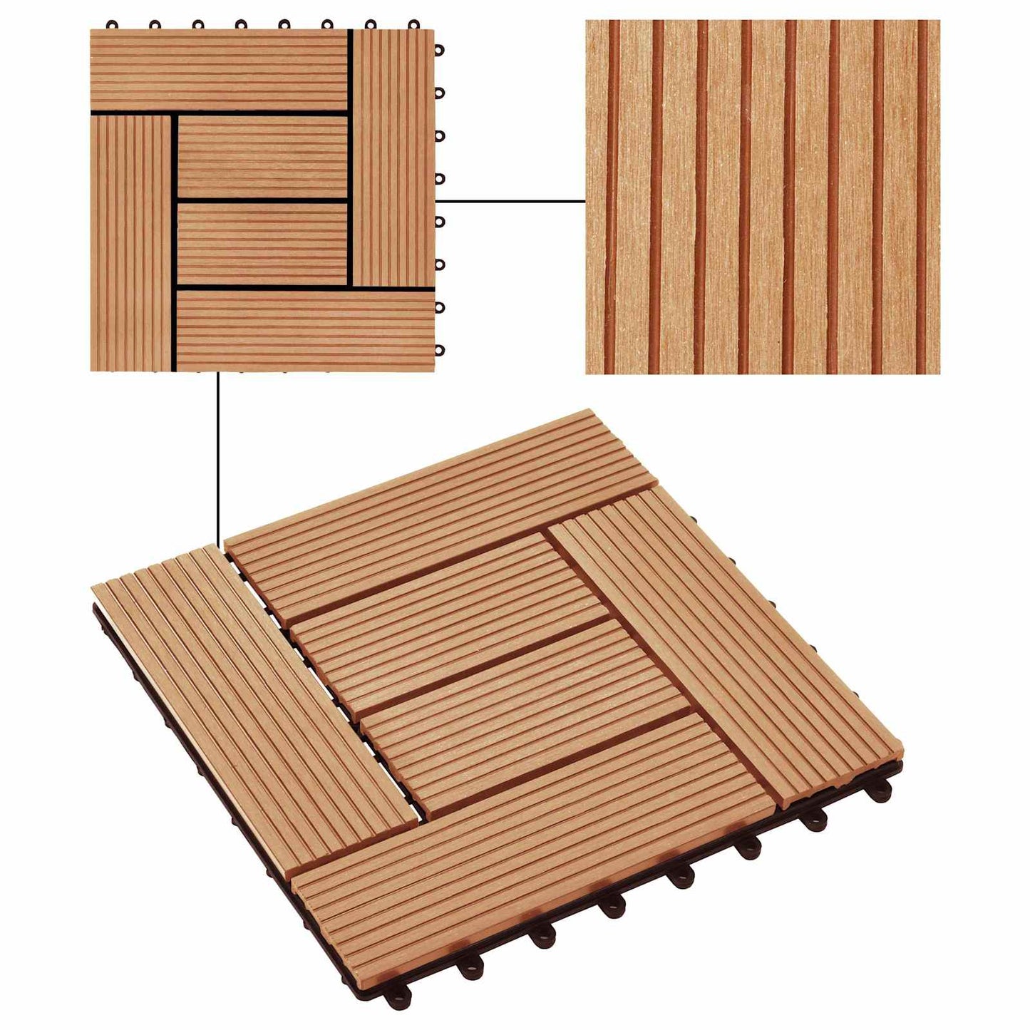 Terrassenfliese 22 stk. Teak 30 x 30 cm WPC