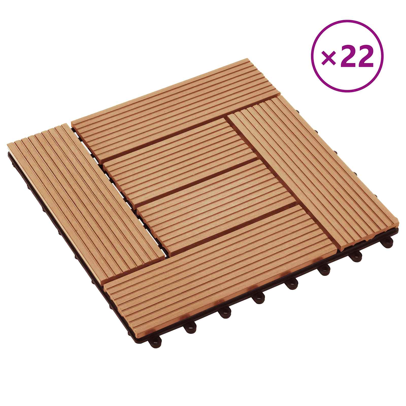 Terrassenfliese 22 stk. Teak 30 x 30 cm WPC