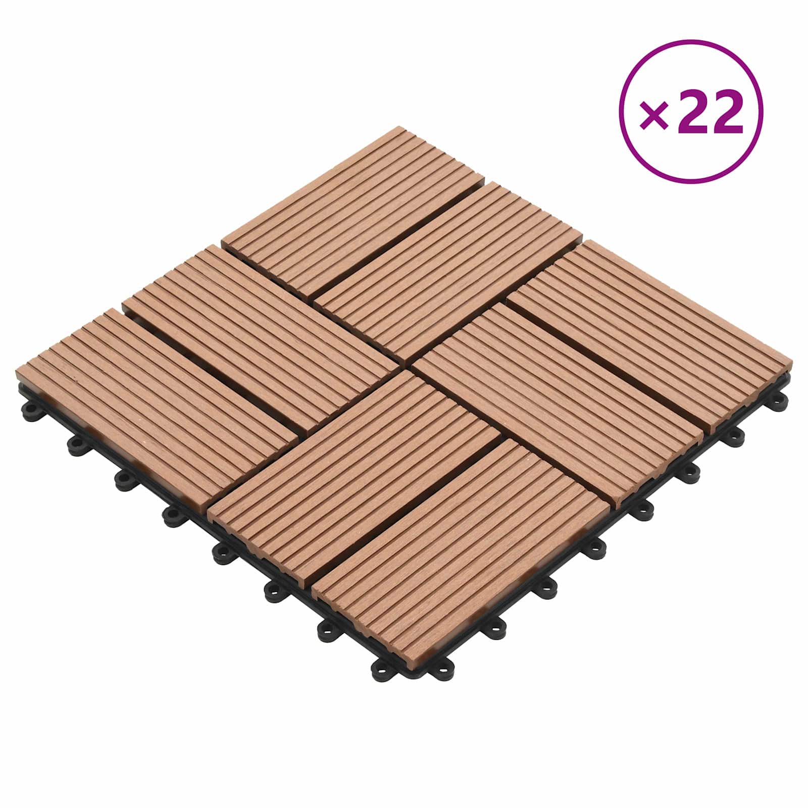 Terrassenfliese 22 pcs Braun 30 x 30 cm WPC