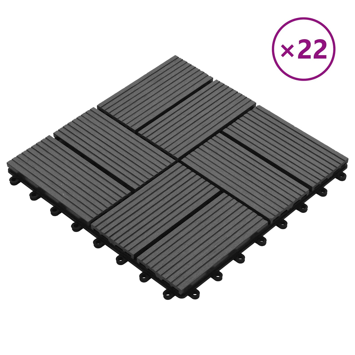 Terrassenfliese 22 pcs Grau 30 x 30 cm WPC