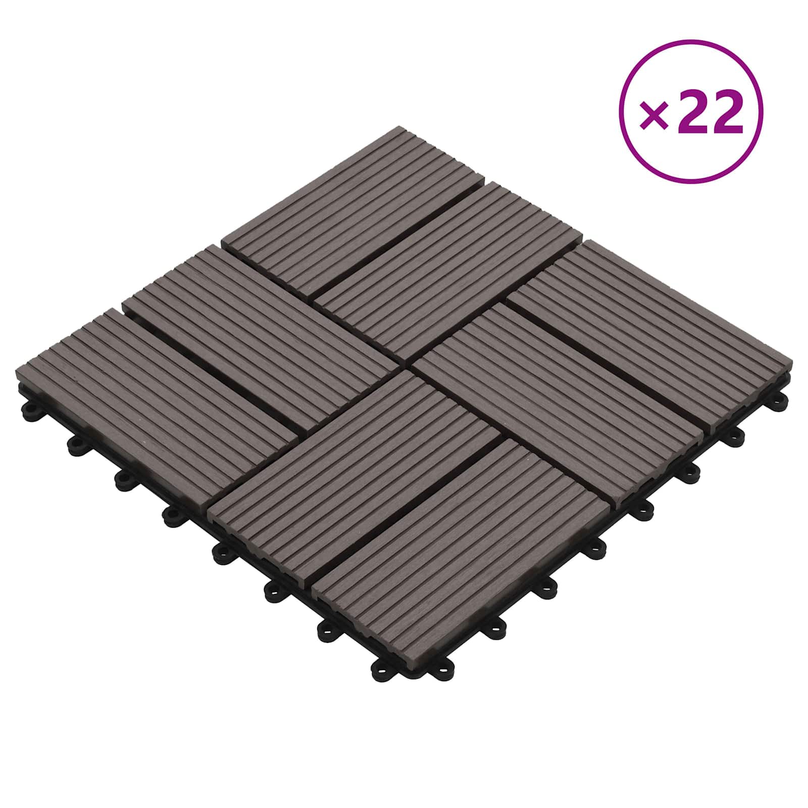 Terrassenfliese 22 stk. Dunkelbraun 30 x 30 cm WPC