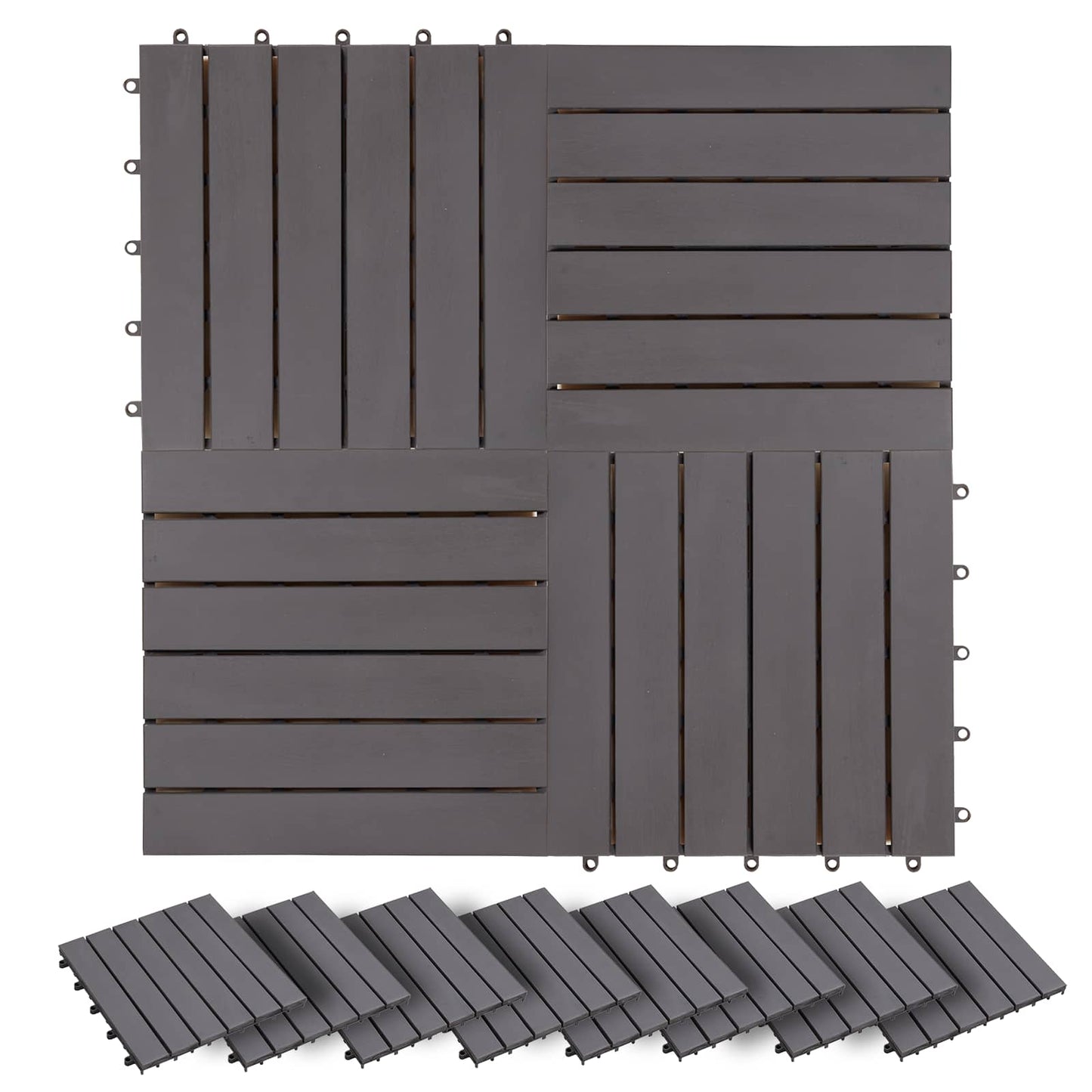 Terrassenfliese 20 stk. Grau 30 x 30 cm Akazien-Hartholz