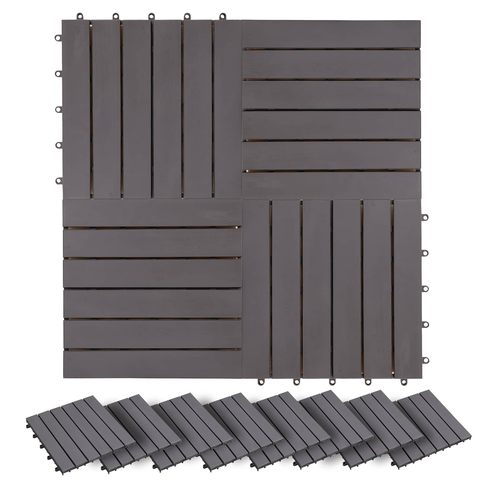 Terrassenfliese 20 stk. Grau 30 x 30 cm Akazien-Hartholz