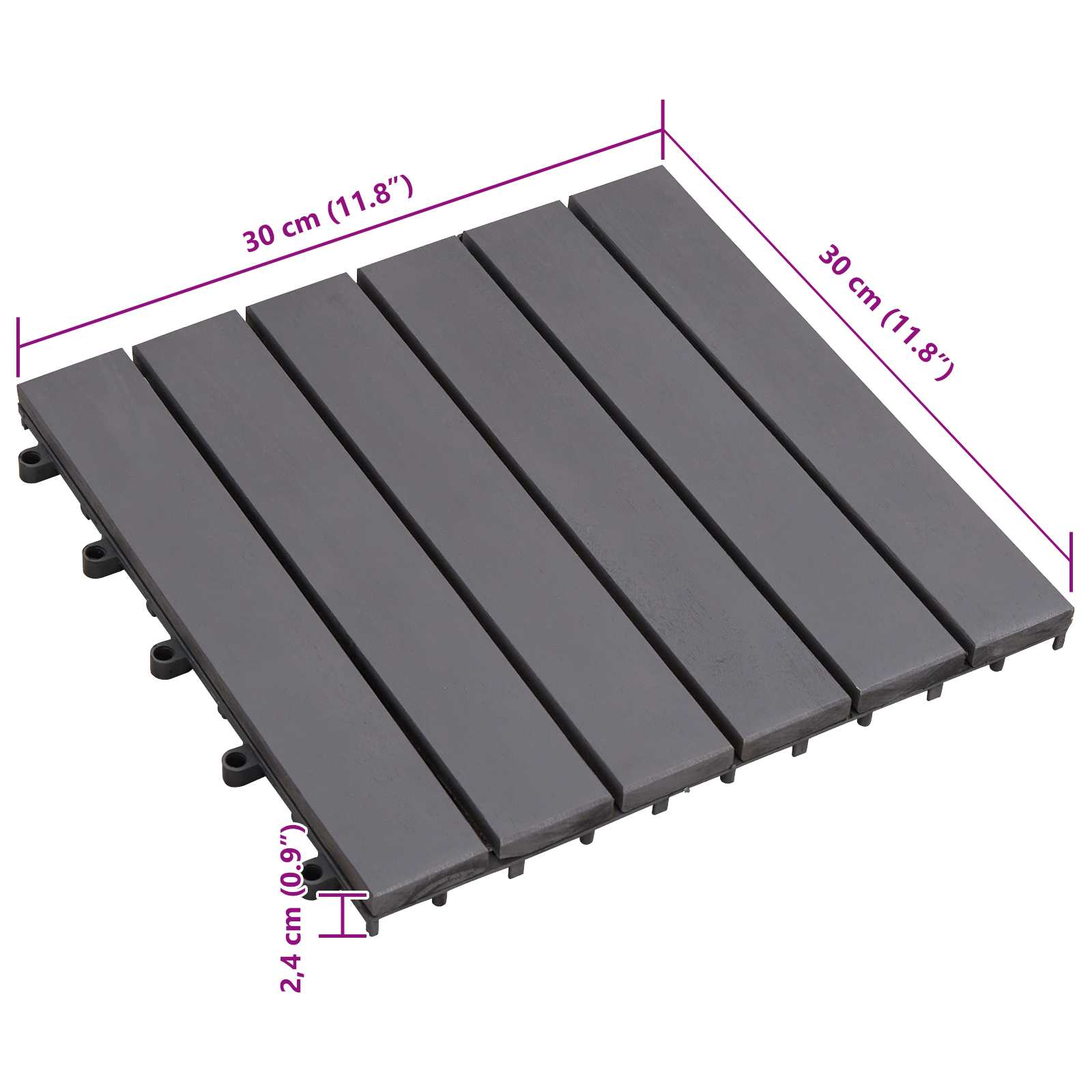 Terrassenfliese 20 stk. Grau 30 x 30 cm Akazien-Hartholz