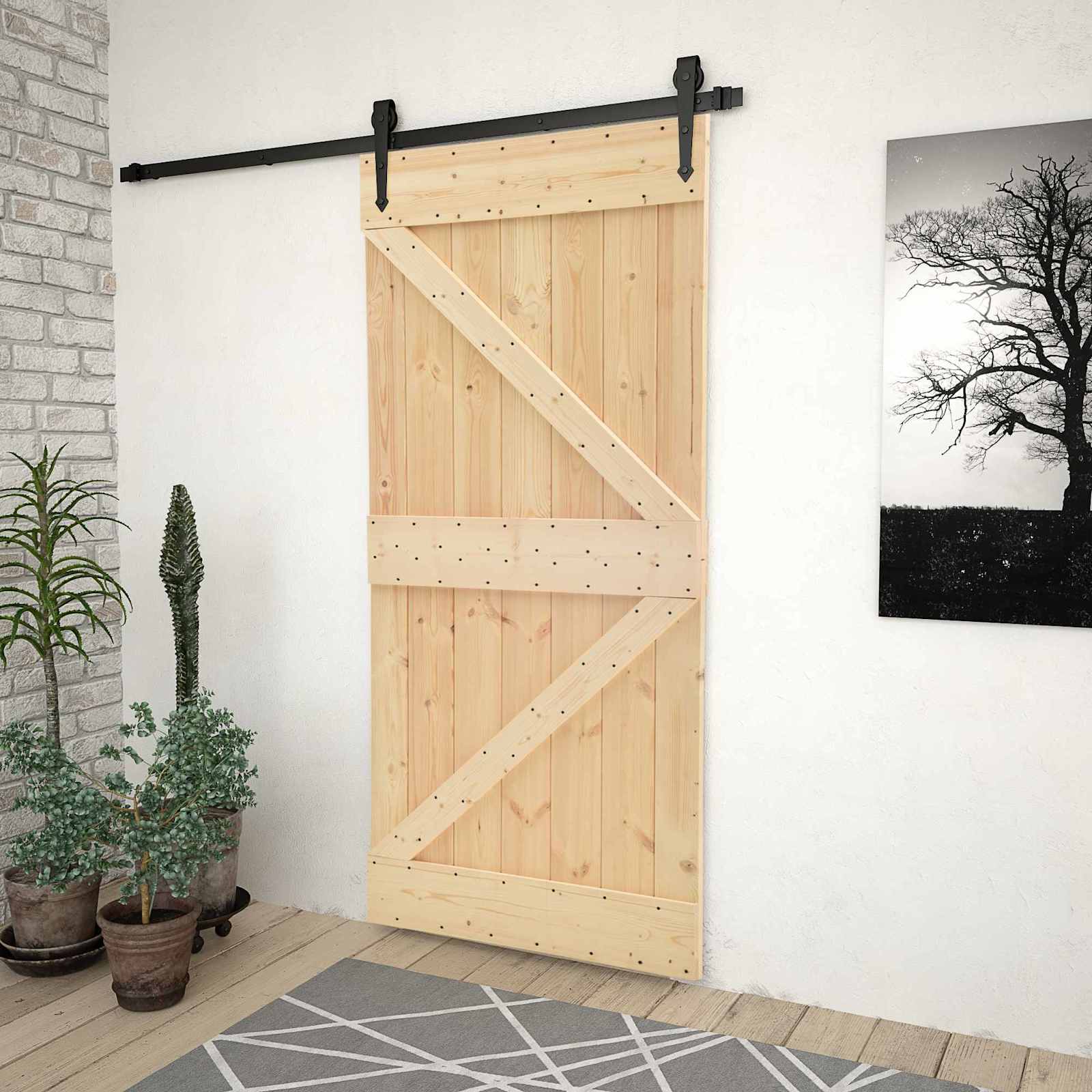 Schiebetür 80 x 210 cm Massives Kiefernholz
