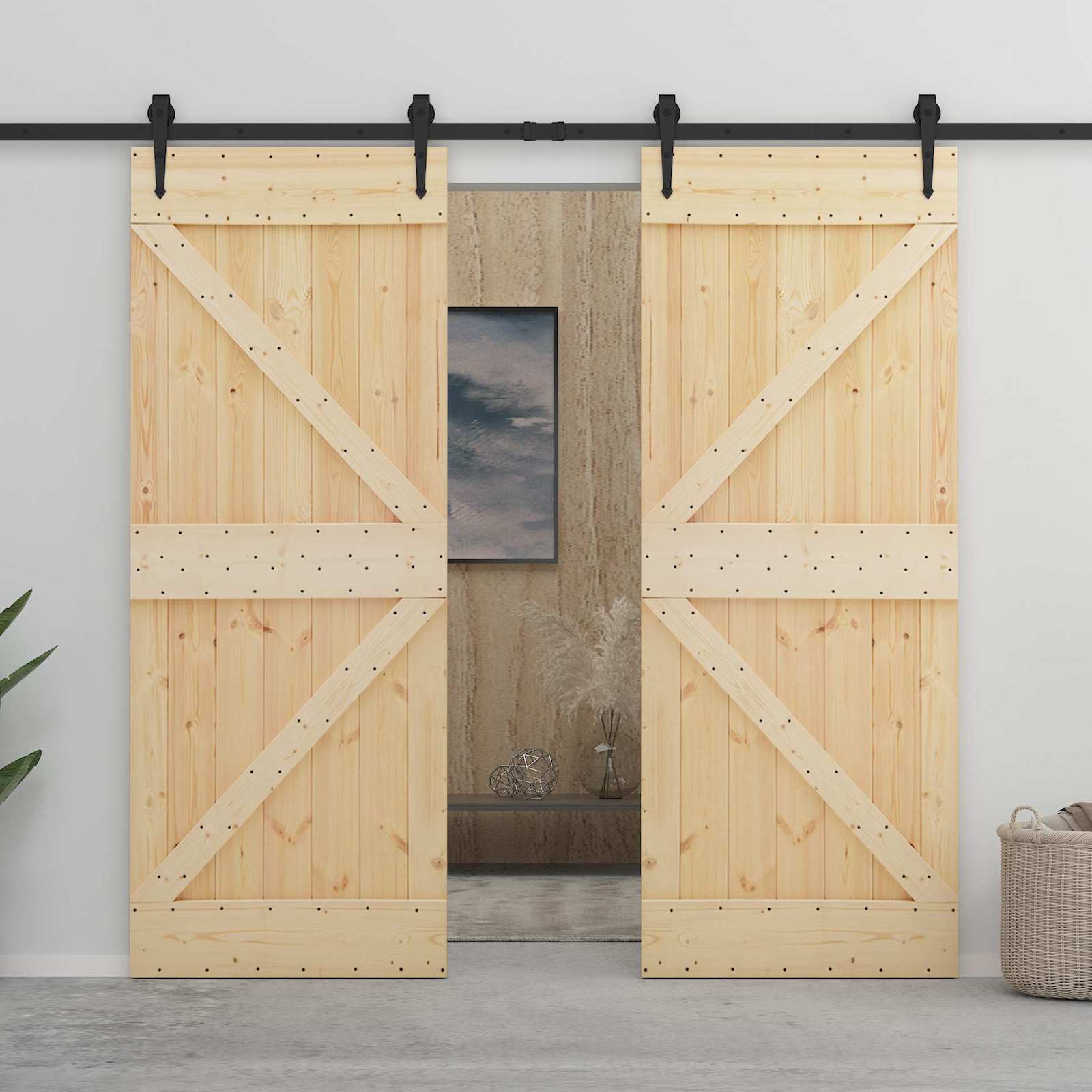 Schiebetür 80 x 210 cm Massives Kiefernholz