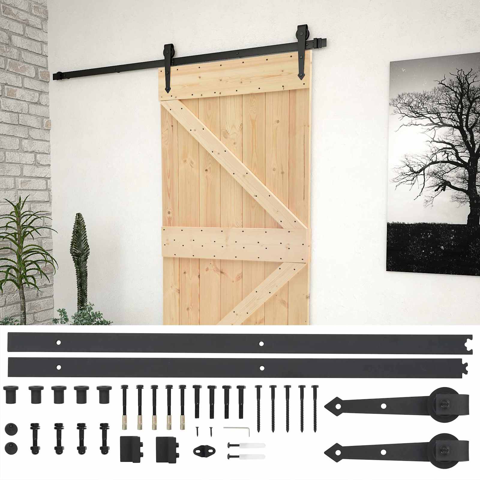 Schiebetür 80 x 210 cm Massives Kiefernholz
