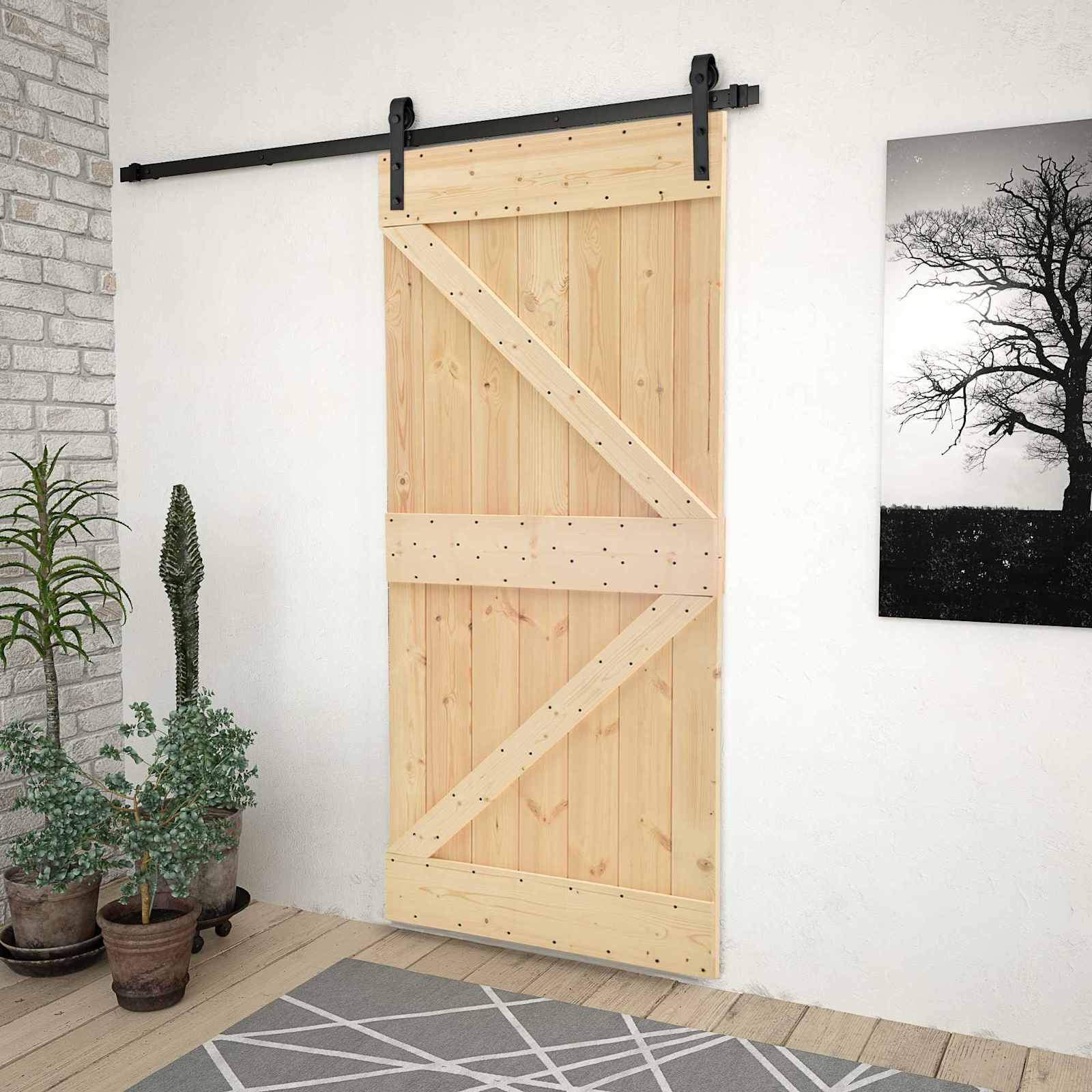 Schiebetür 80 x 210 cm Massives Kiefernholz