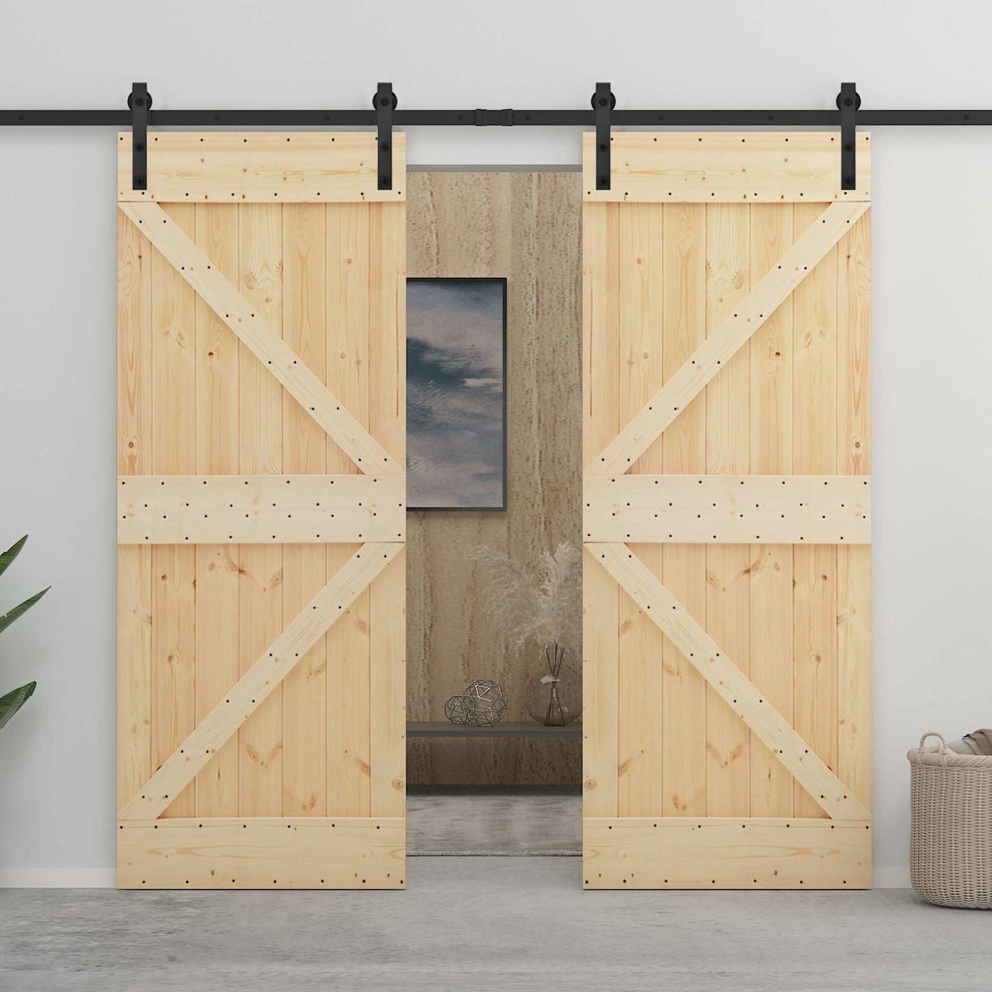 Schiebetür 80 x 210 cm Massives Kiefernholz
