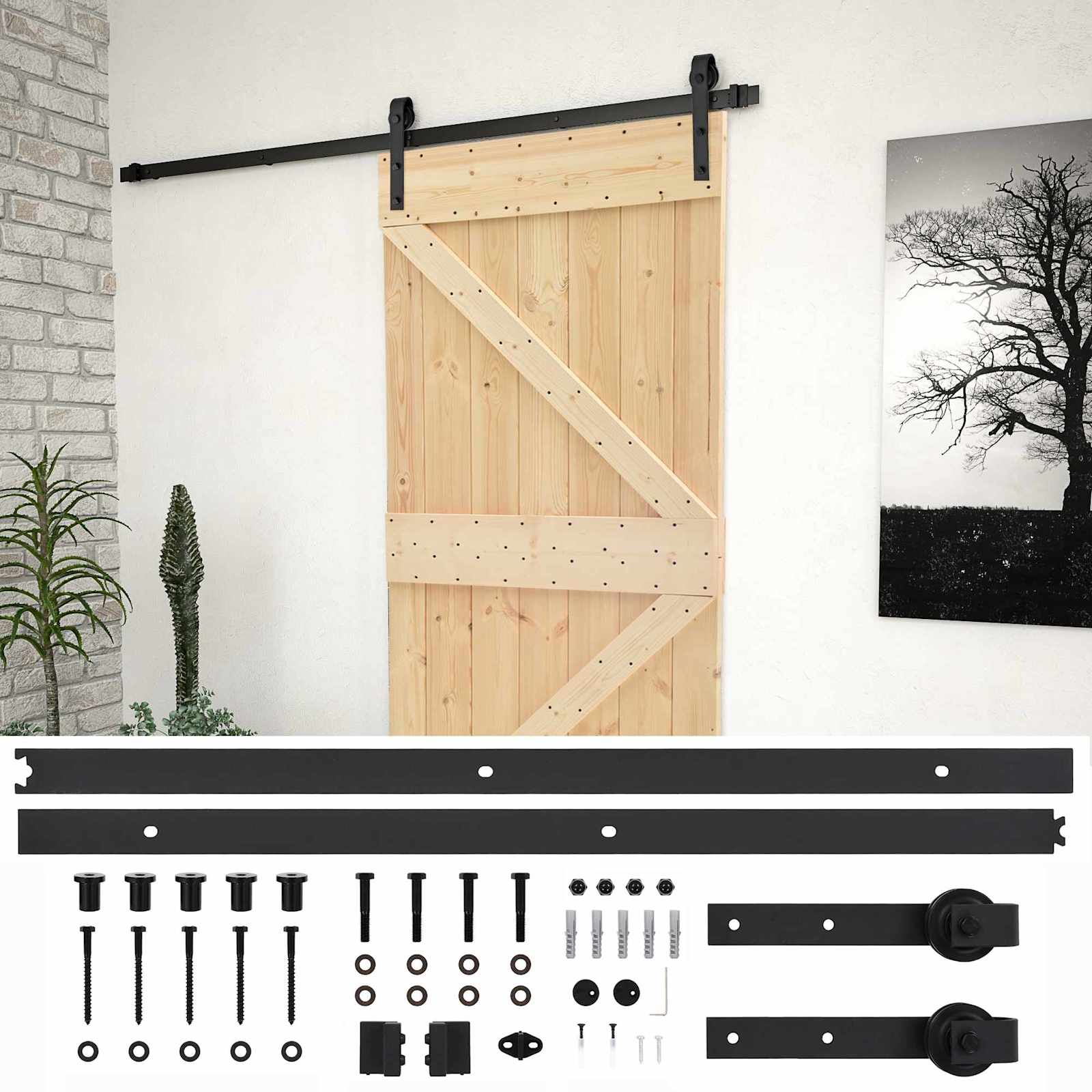 Schiebetür 80 x 210 cm Massives Kiefernholz