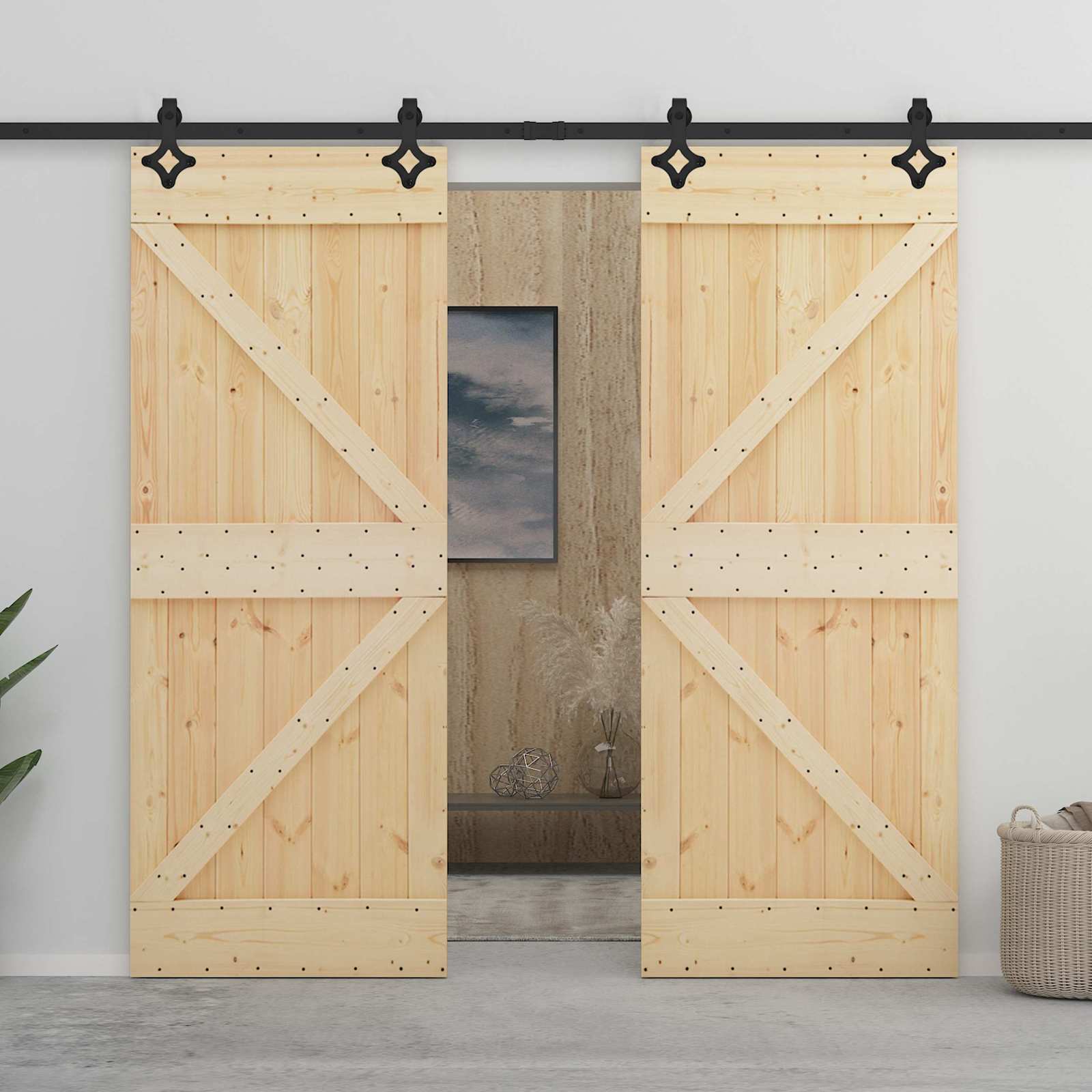 Schiebetür 2 stk. 80 x 210 cm Massives Kiefernholz
