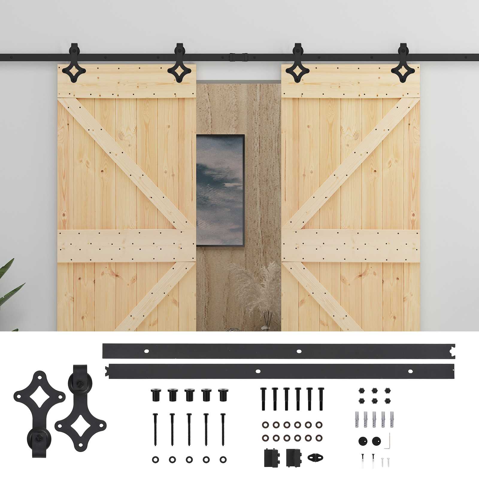 Schiebetür 2 stk. 80 x 210 cm Massives Kiefernholz