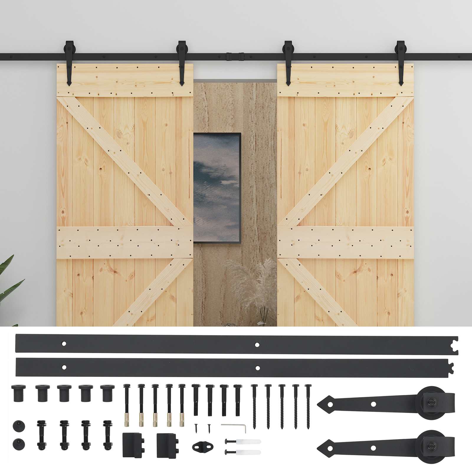 Schiebetür 2 stk. 90 x 210 cm Massives Kiefernholz