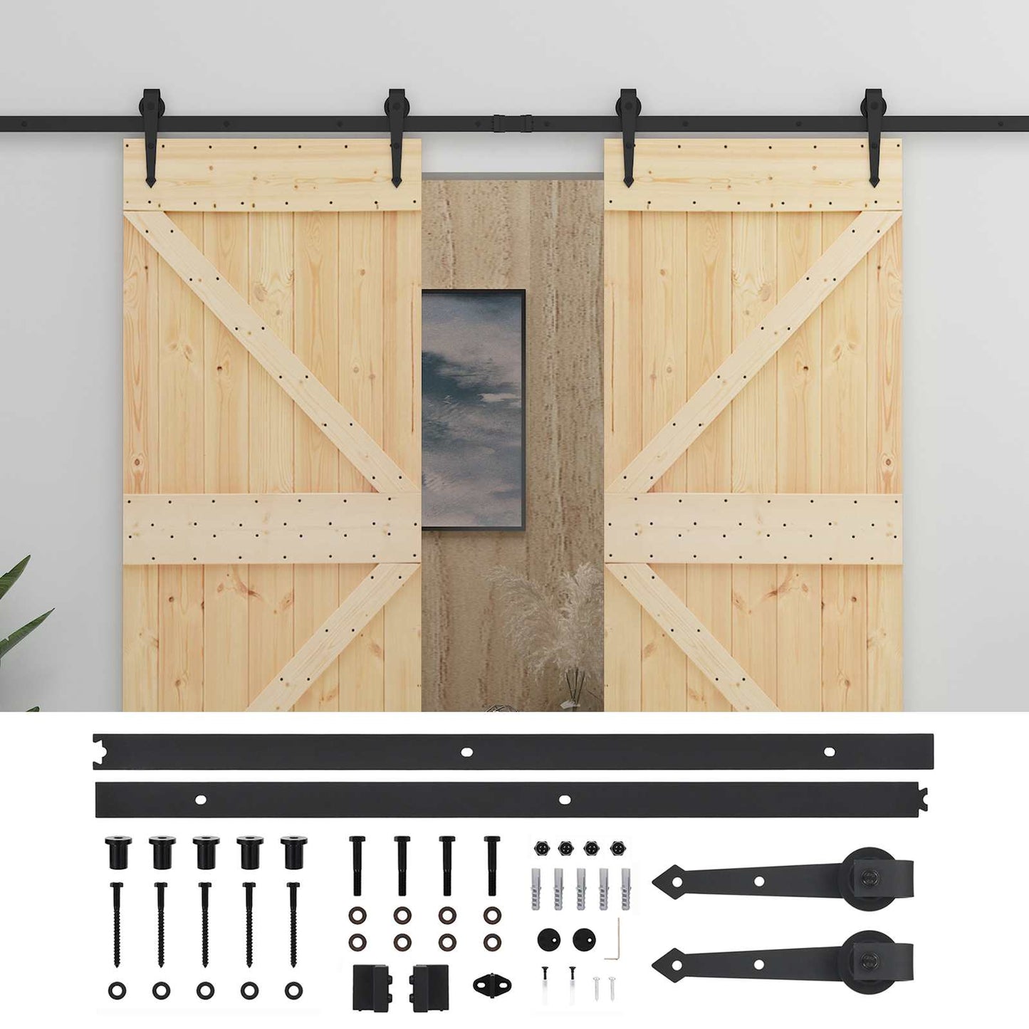 Schiebetür 2 stk. 90 x 210 cm Massives Kiefernholz