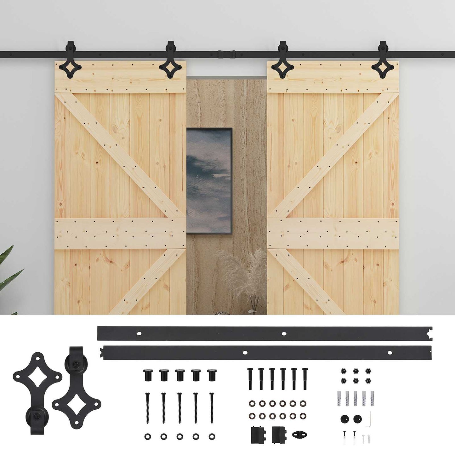 Schiebetür 2 stk. 90 x 210 cm Massives Kiefernholz