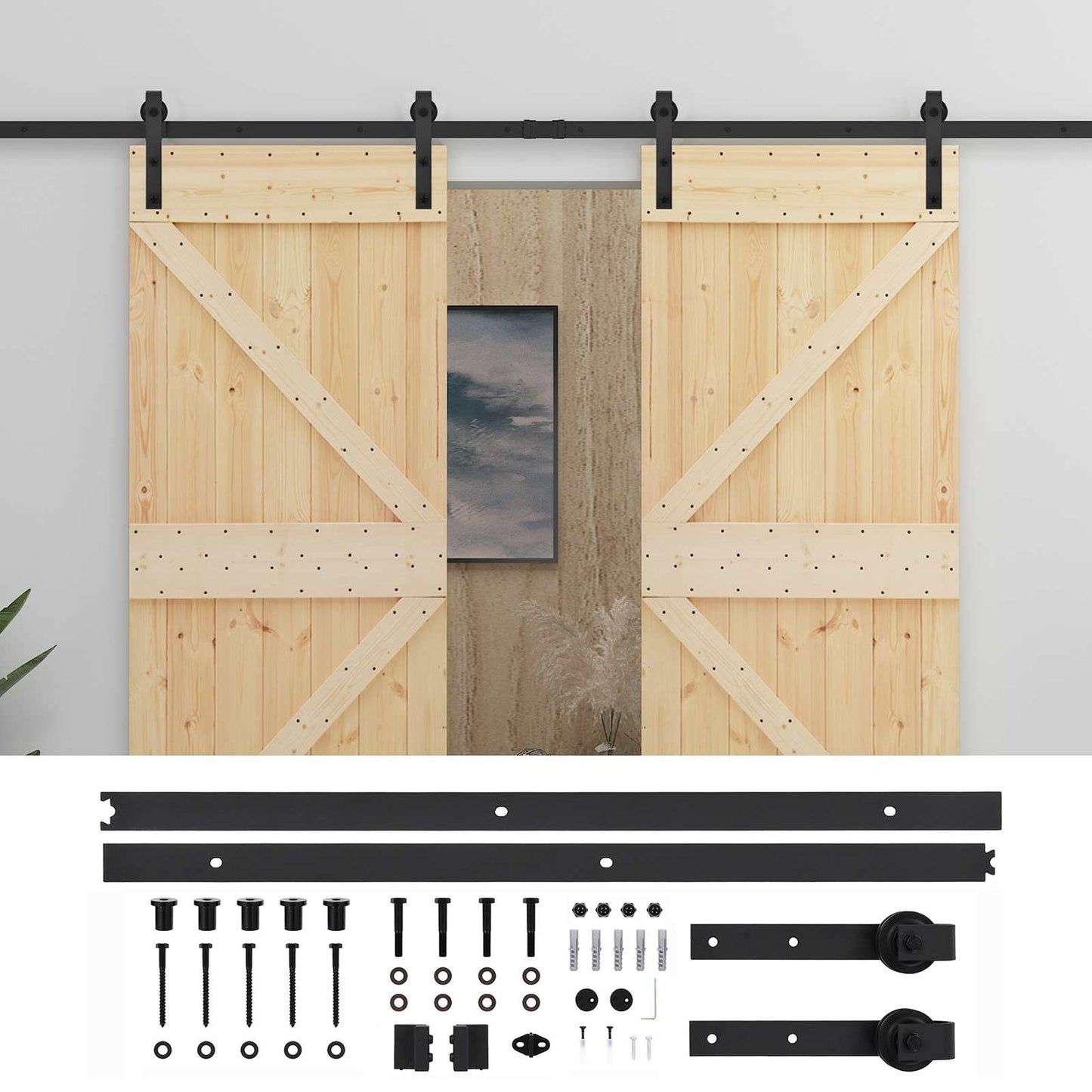 Schiebetür 2 stk. 90 x 210 cm Massives Kiefernholz