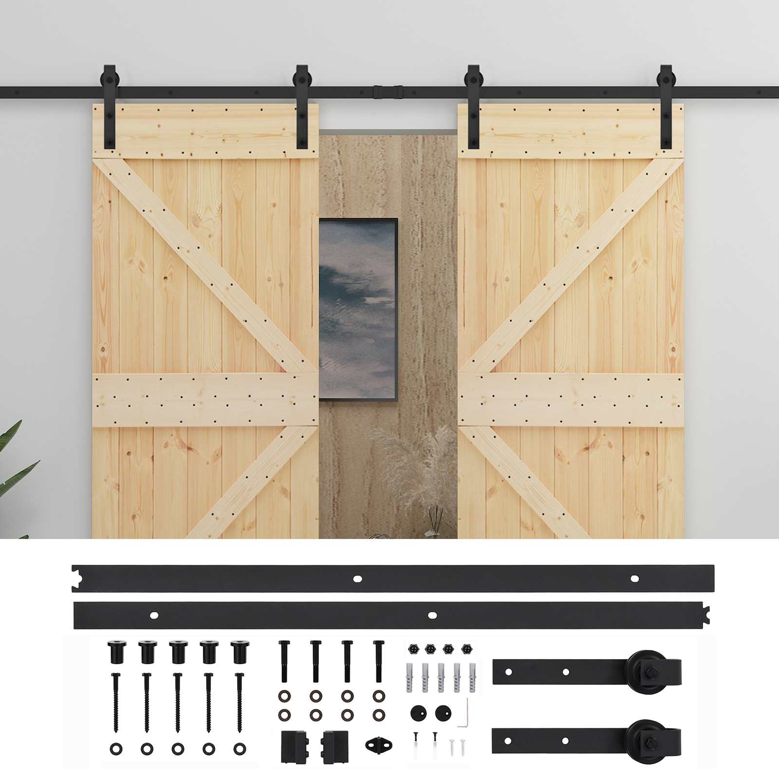 Schiebetür 2 stk. 90 x 210 cm Massives Kiefernholz
