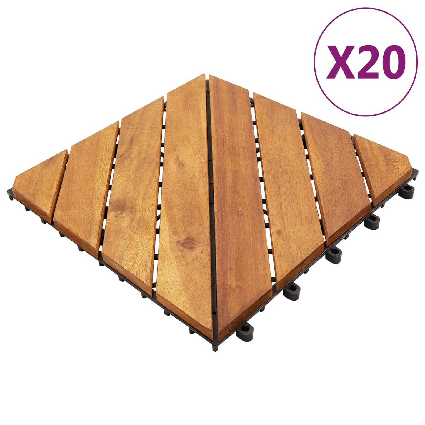 Terrassenfliese 20 stk. Braun 30 x 30 cm Akazien-Hartholz