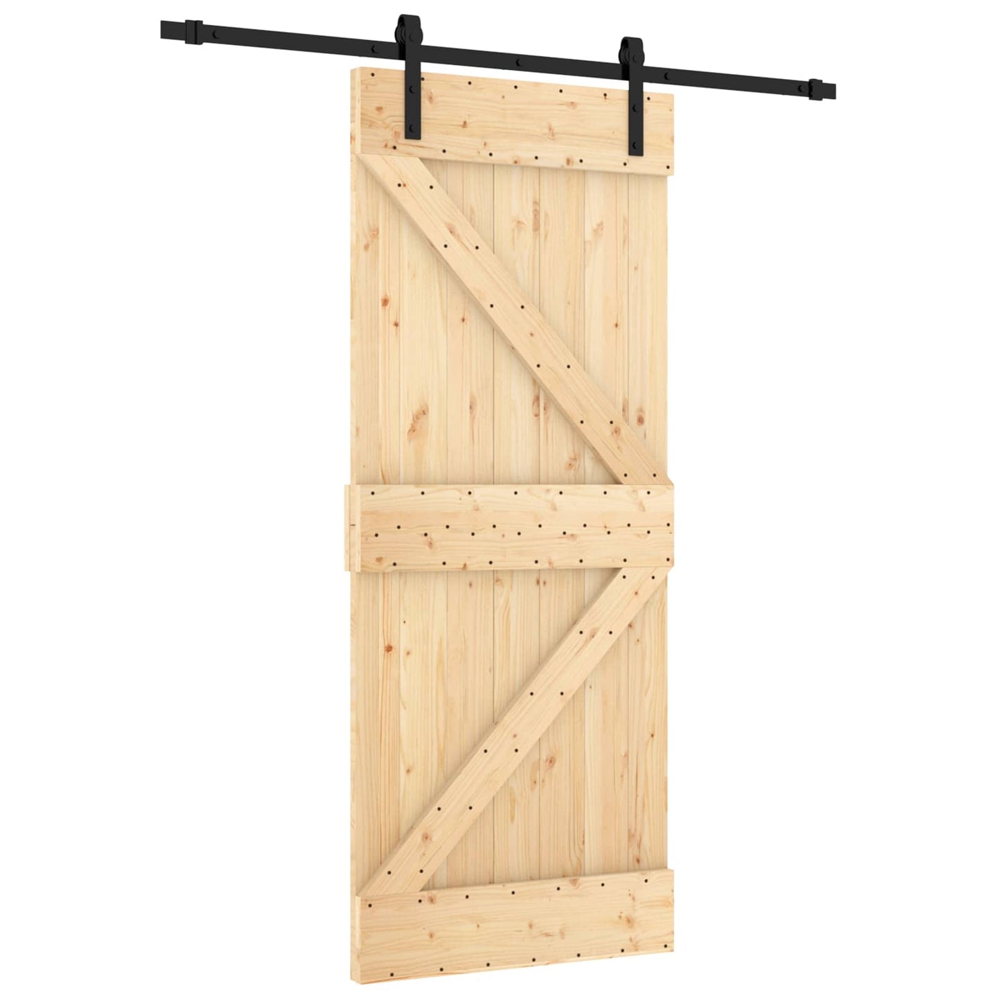 Schiebetür Natürlich und Schwarz 85 x 210 cm Massivkiefer