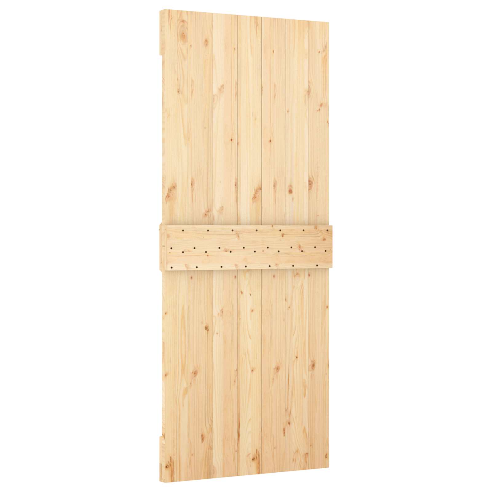 Schiebetür Natürlich und Schwarz 85 x 210 cm Massivkiefer