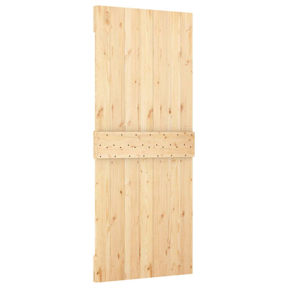 Schiebetür Natürlich und Schwarz 85 x 210 cm Massivkiefer