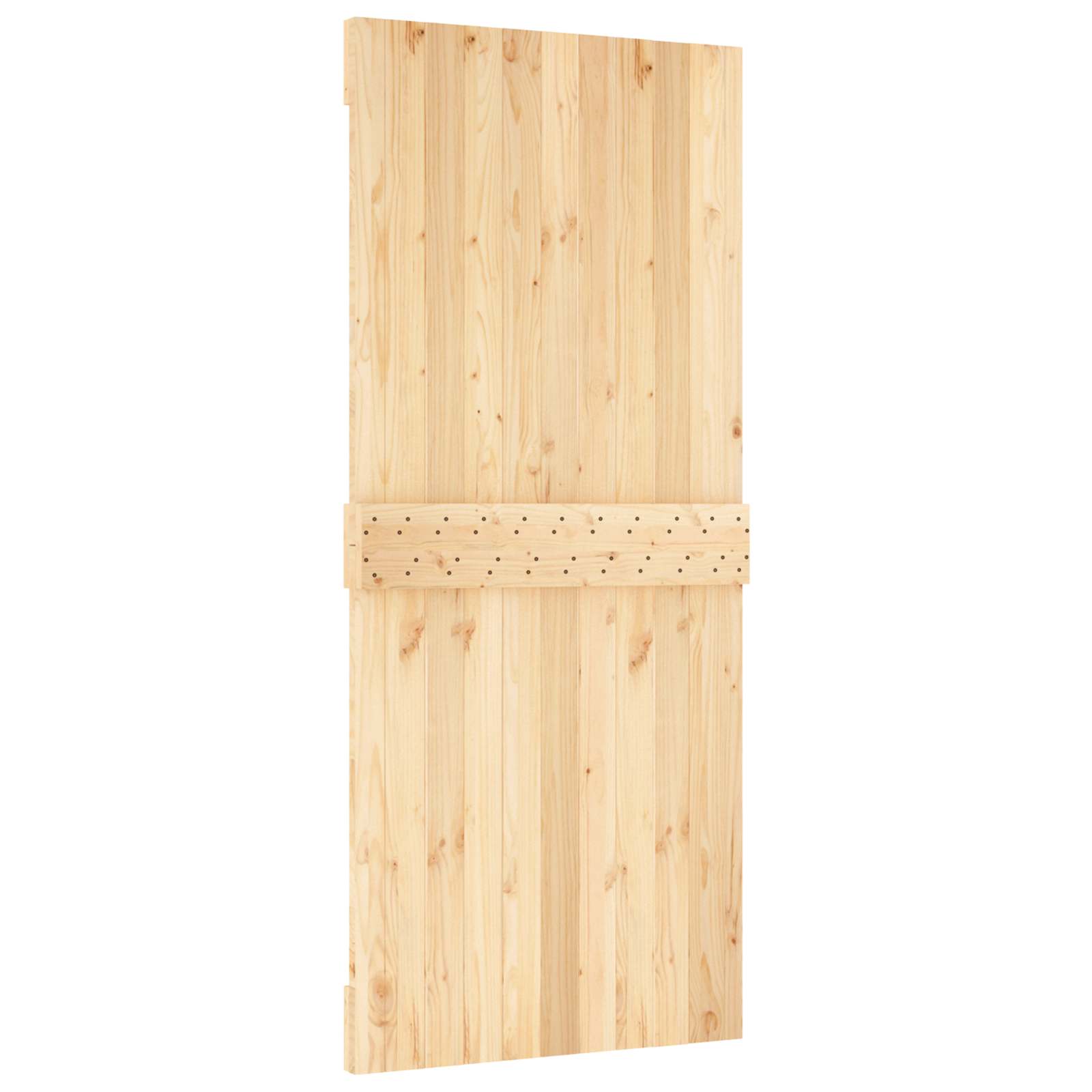 Schiebetür Natürlich und Schwarz 90 x 210 cm Massivkiefer