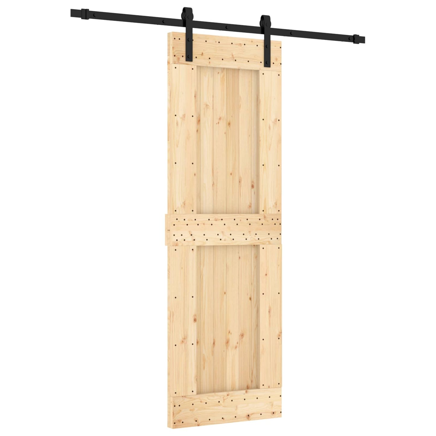 Schiebetür Natürlich und Schwarz 70 x 210 cm Massivkiefer