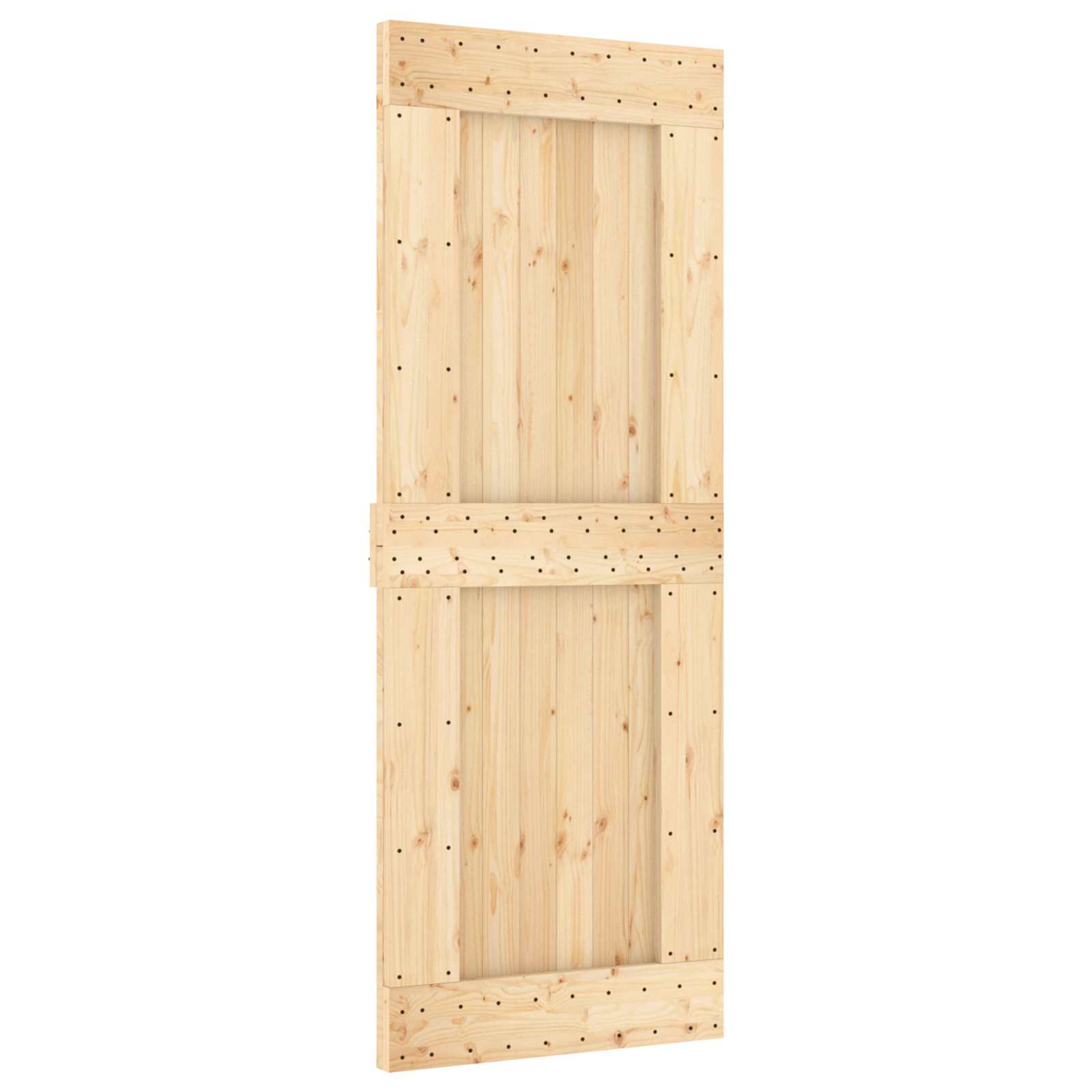 Schiebetür Natürlich und Schwarz 80 x 210 cm Massivkiefer