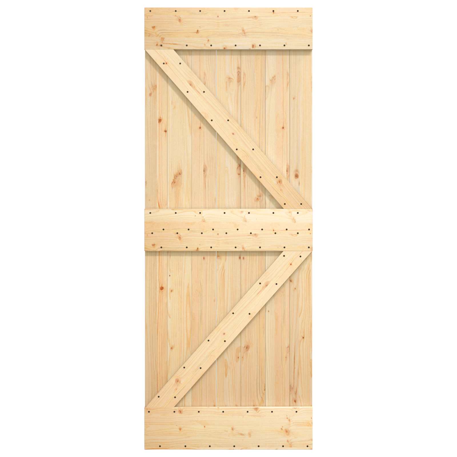 Schiebetür Natürlich und Schwarz 85 x 210 cm Massivkiefer