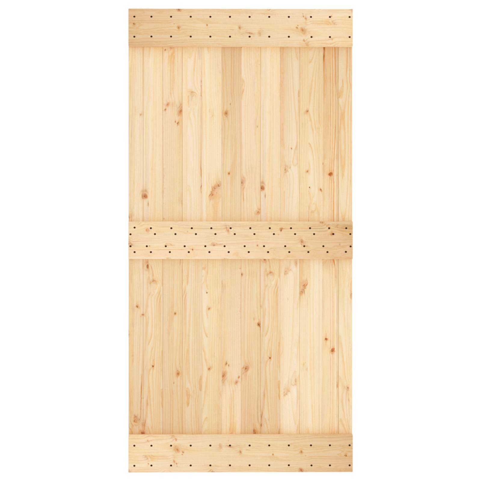Schiebetür Natürlich und Schwarz 100 x 210 cm Massivkiefer