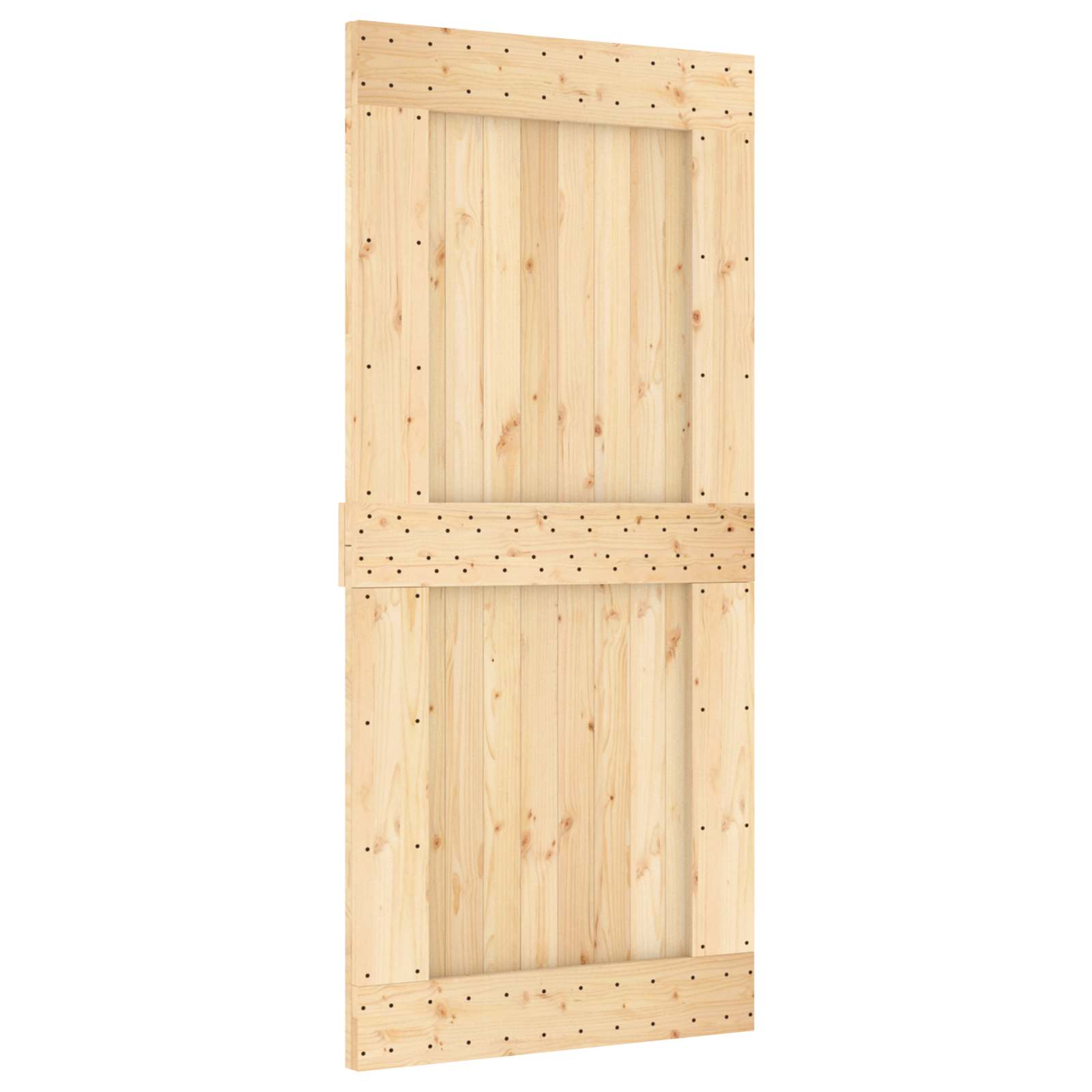 Schiebetür Natürlich und Schwarz 95 x 210 cm Massivkiefer