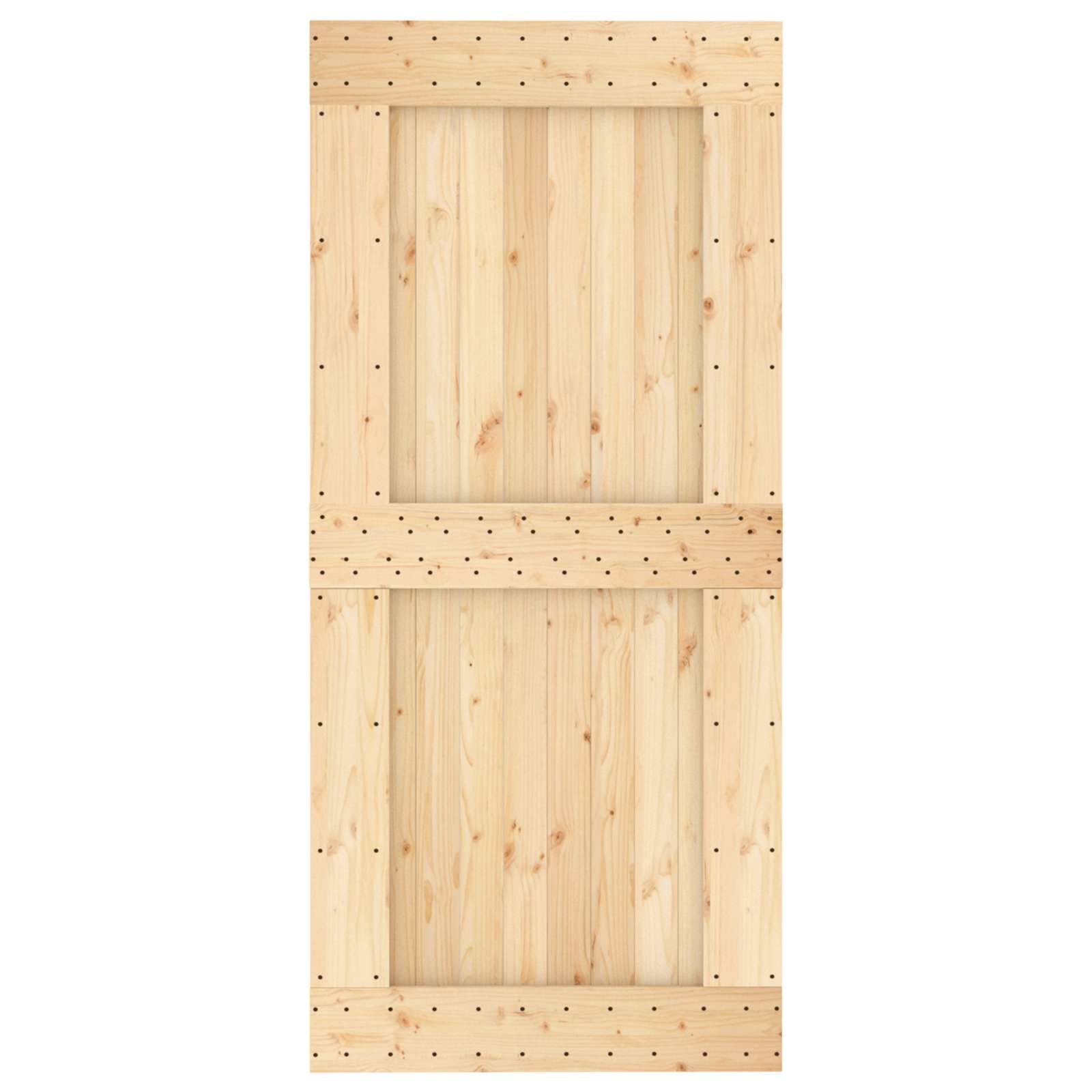 Schiebetür Natürlich und Schwarz 95 x 210 cm Massivkiefer