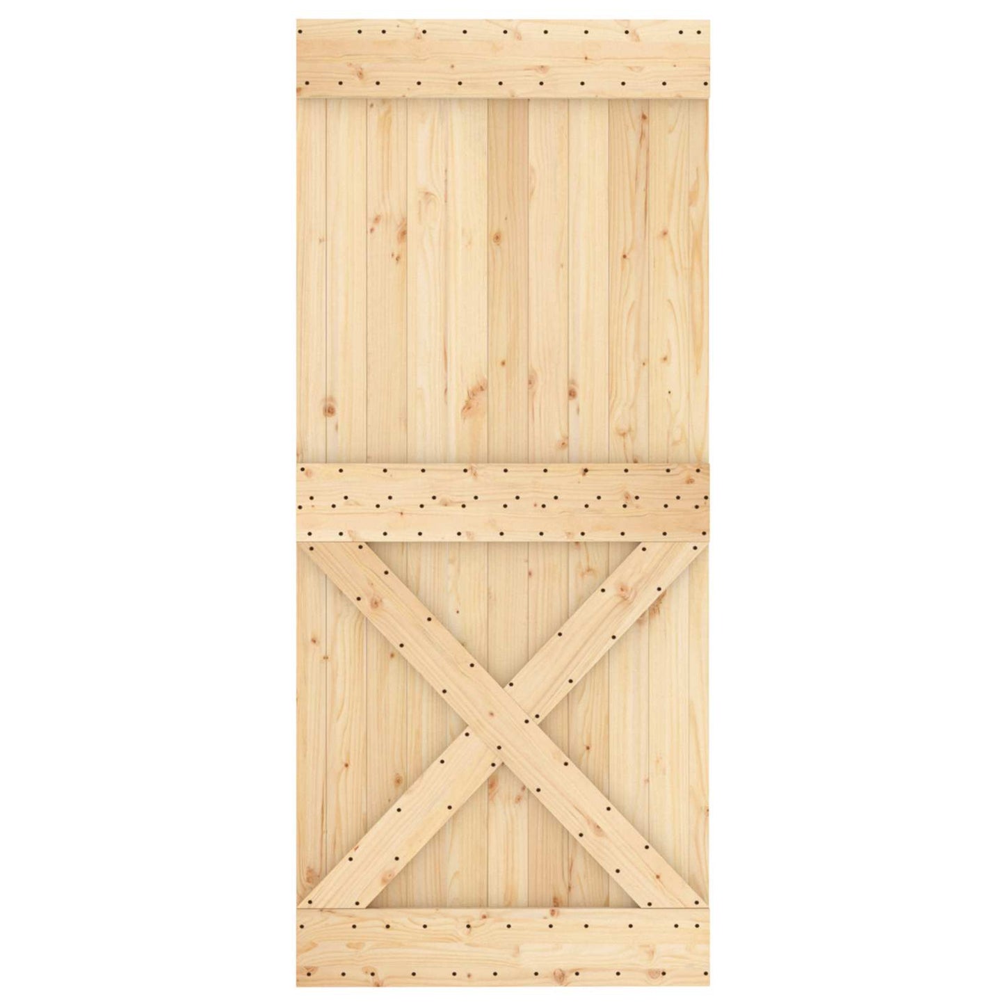 Schiebetür Natürlich und Schwarz 90 x 210 cm Massivkiefer
