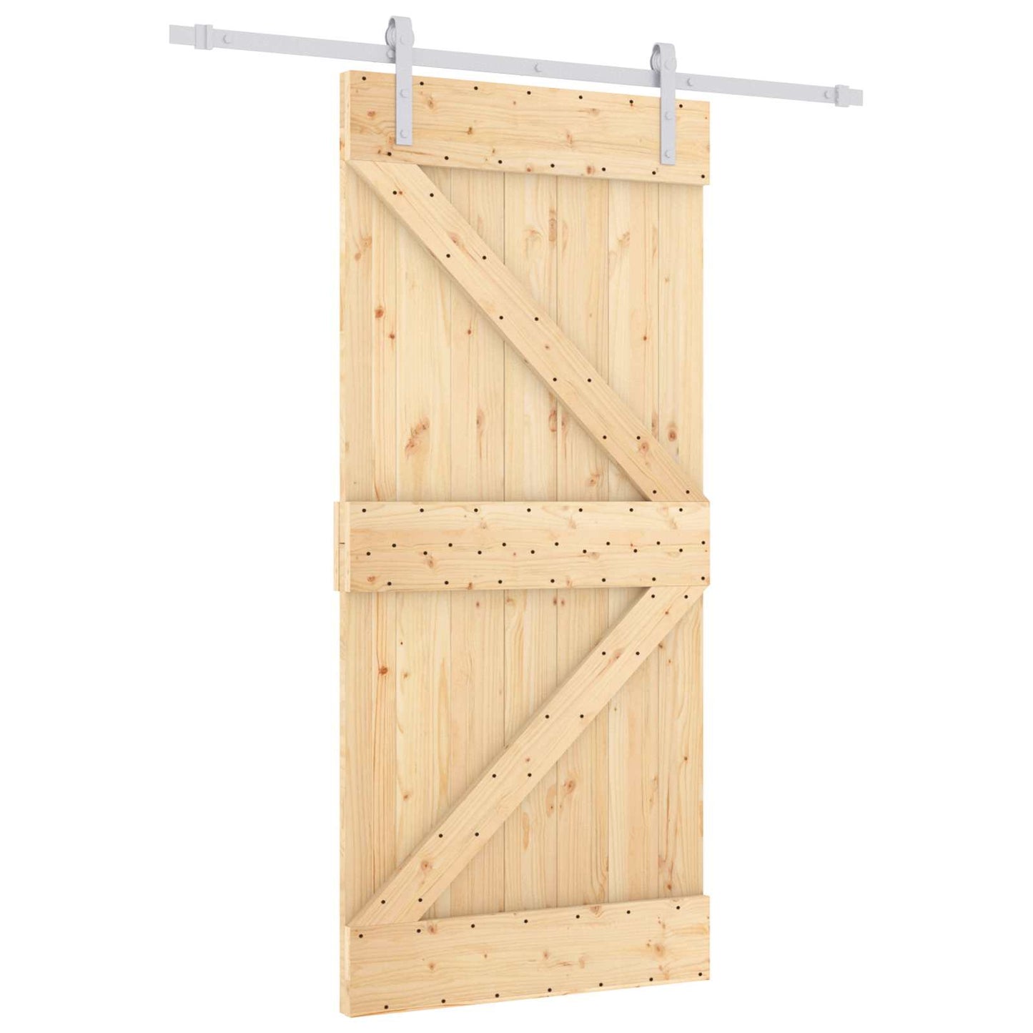 Schiebetür Natürlich und Weiß 90 x 210 cm Massives Kiefernholz