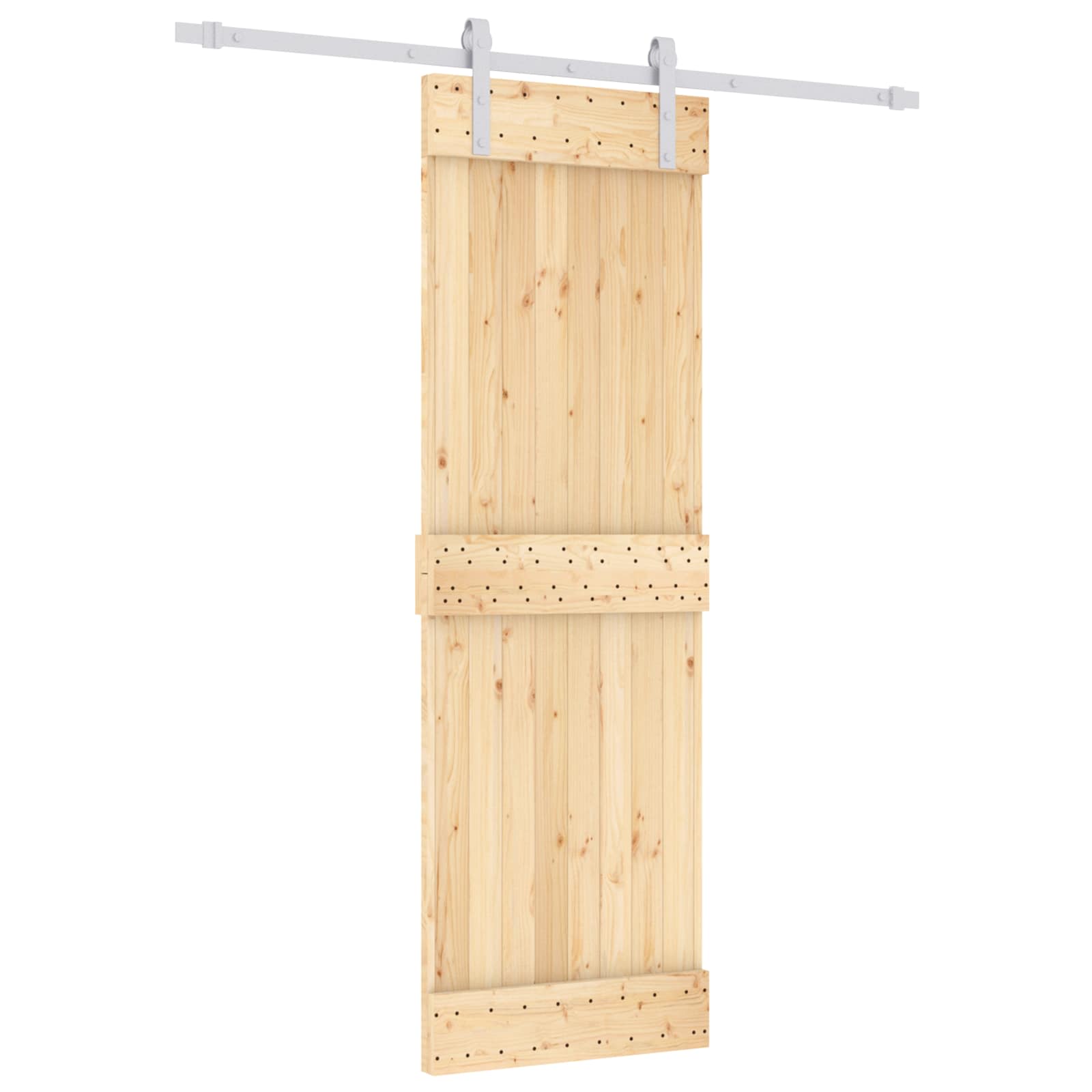 Schiebetür Natürlich und Weiß 70 x 210 cm Massivkiefer