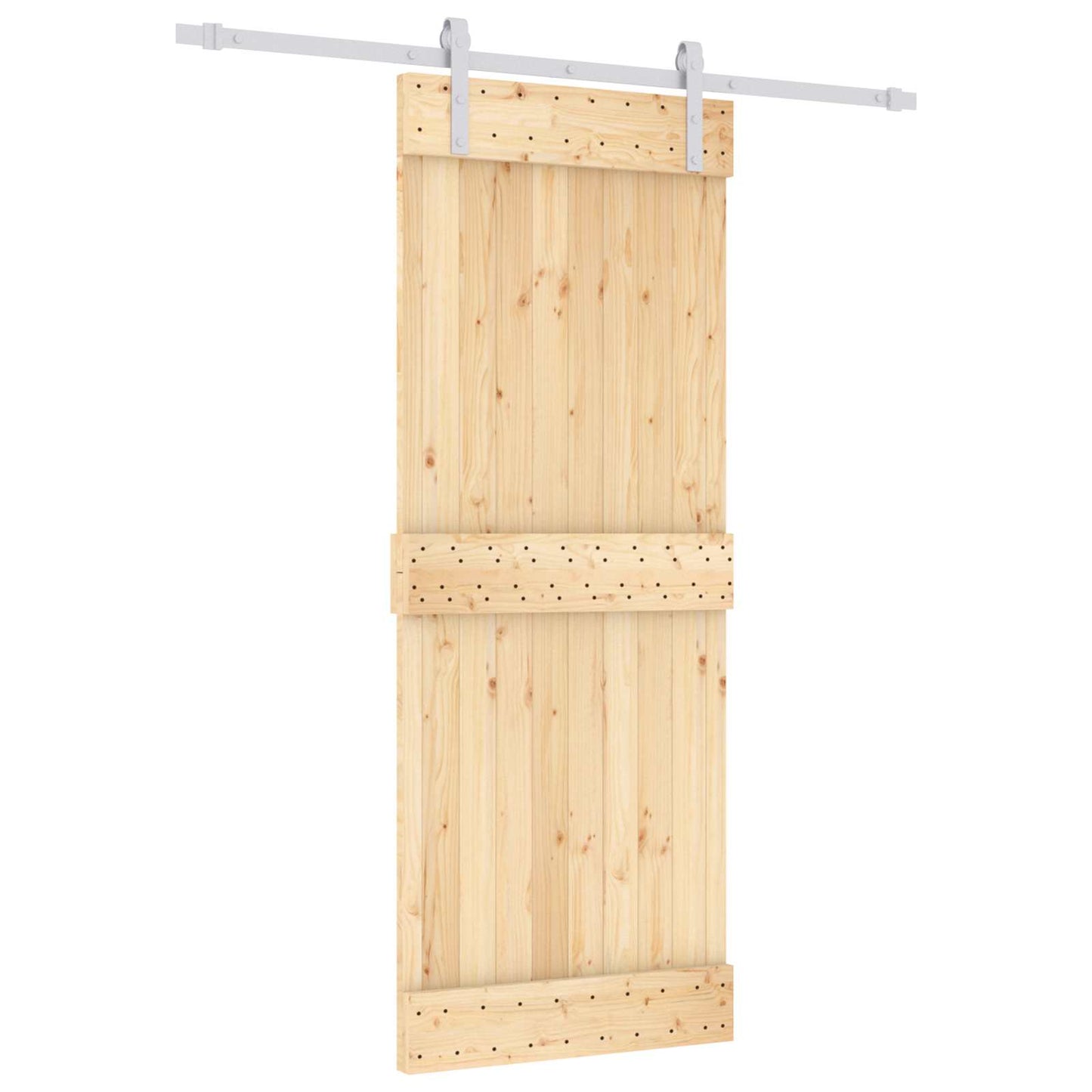 Schiebetür Natürlich und Weiß 80 x 210 cm Massivkiefer