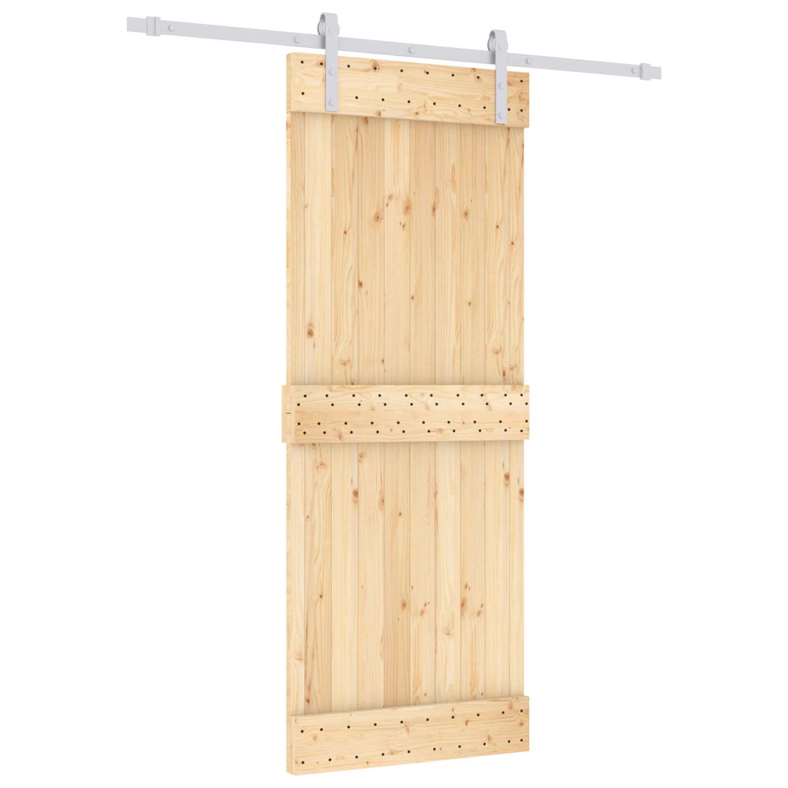 Schiebetür Natürlich und Weiß 80 x 210 cm Massivkiefer