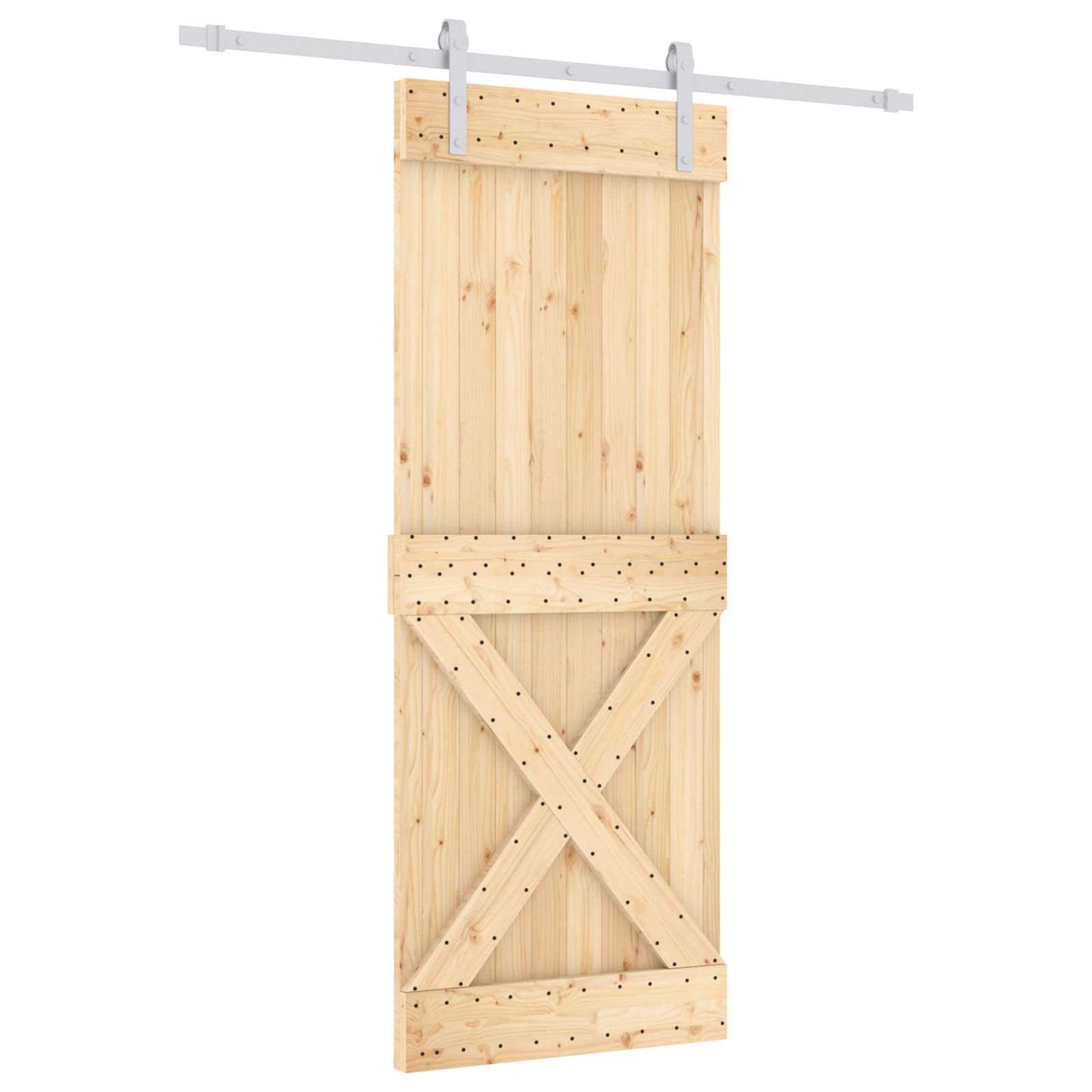 Schiebetür Natürlich und Weiß 80 x 210 cm Massivkiefer