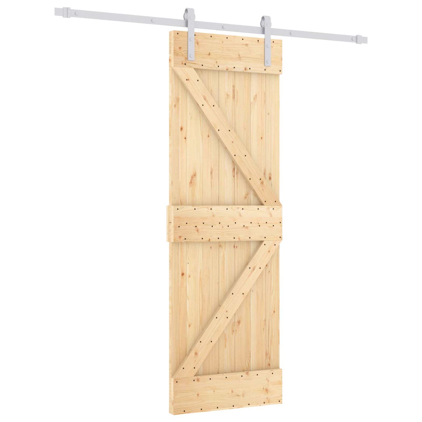 Schiebetür Natürlich und Weiß 70 x 210 cm Massivkiefer