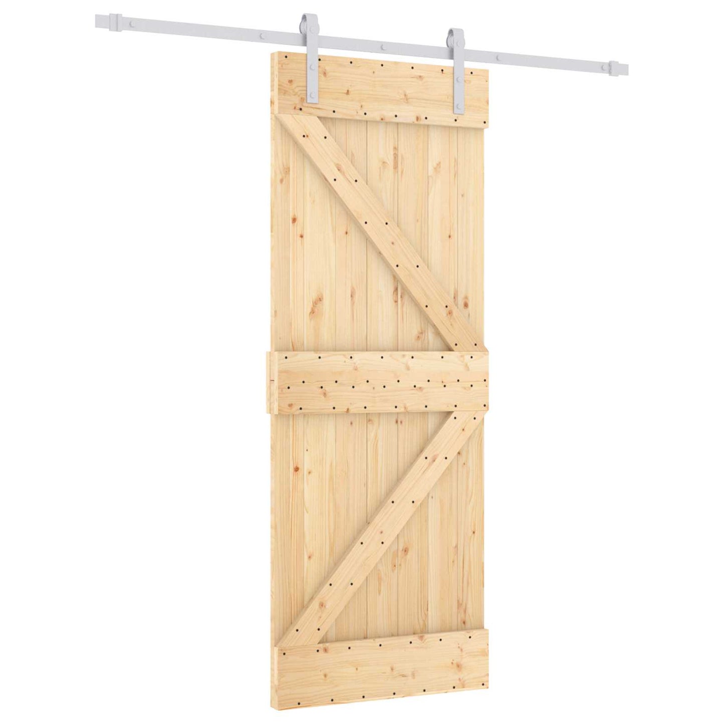 Schiebetür Natürlich und Weiß 80 x 210 cm Massives Kiefernholz