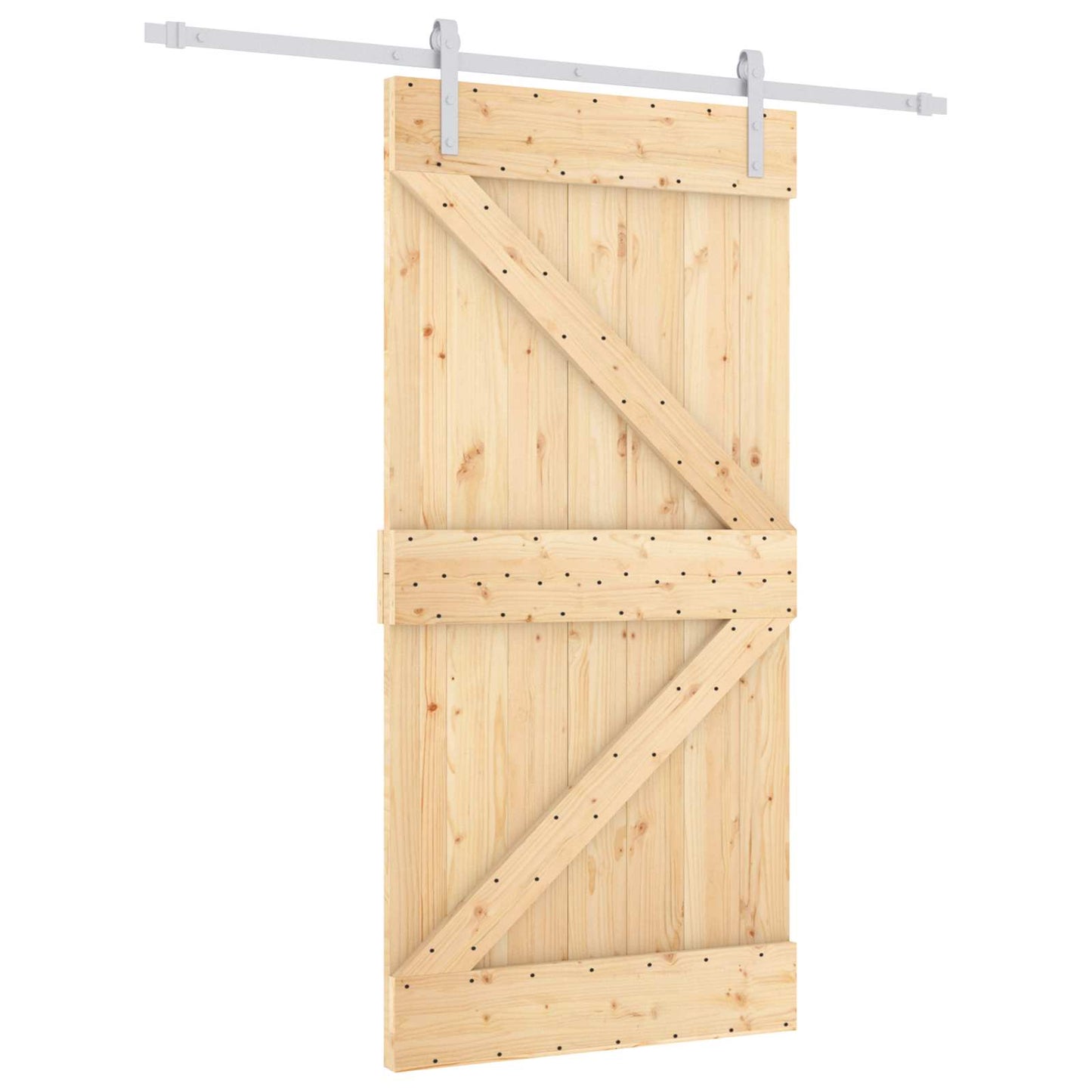 Schiebetür Natürlich und Weiß 100 x 210 cm Massives Kiefernholz