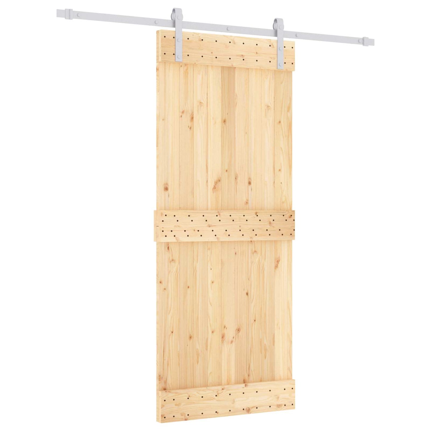 Schiebetür Natürlich und Weiß 85 x 210 cm Massivkiefer