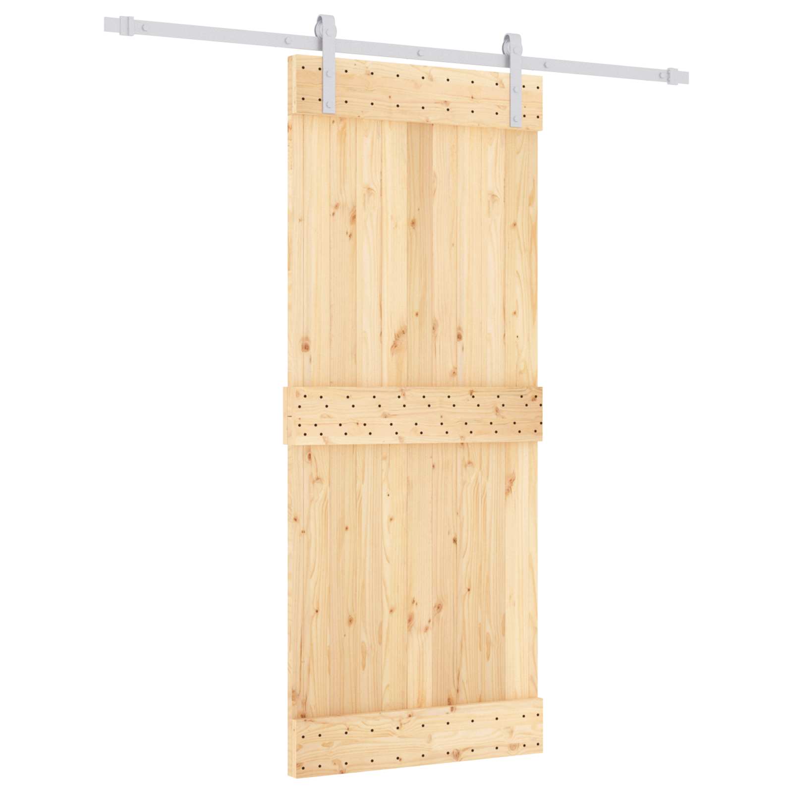 Schiebetür Natürlich und Weiß 85 x 210 cm Massivkiefer