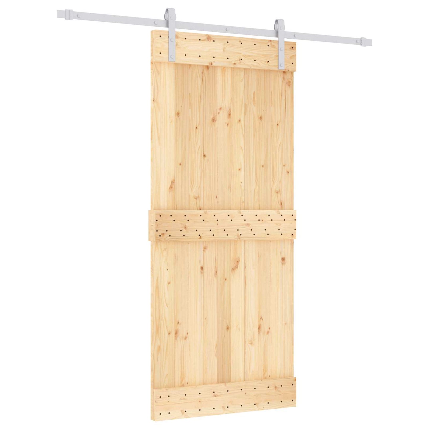 Schiebetür Natürlich und Weiß 90 x 210 cm Massivkiefer