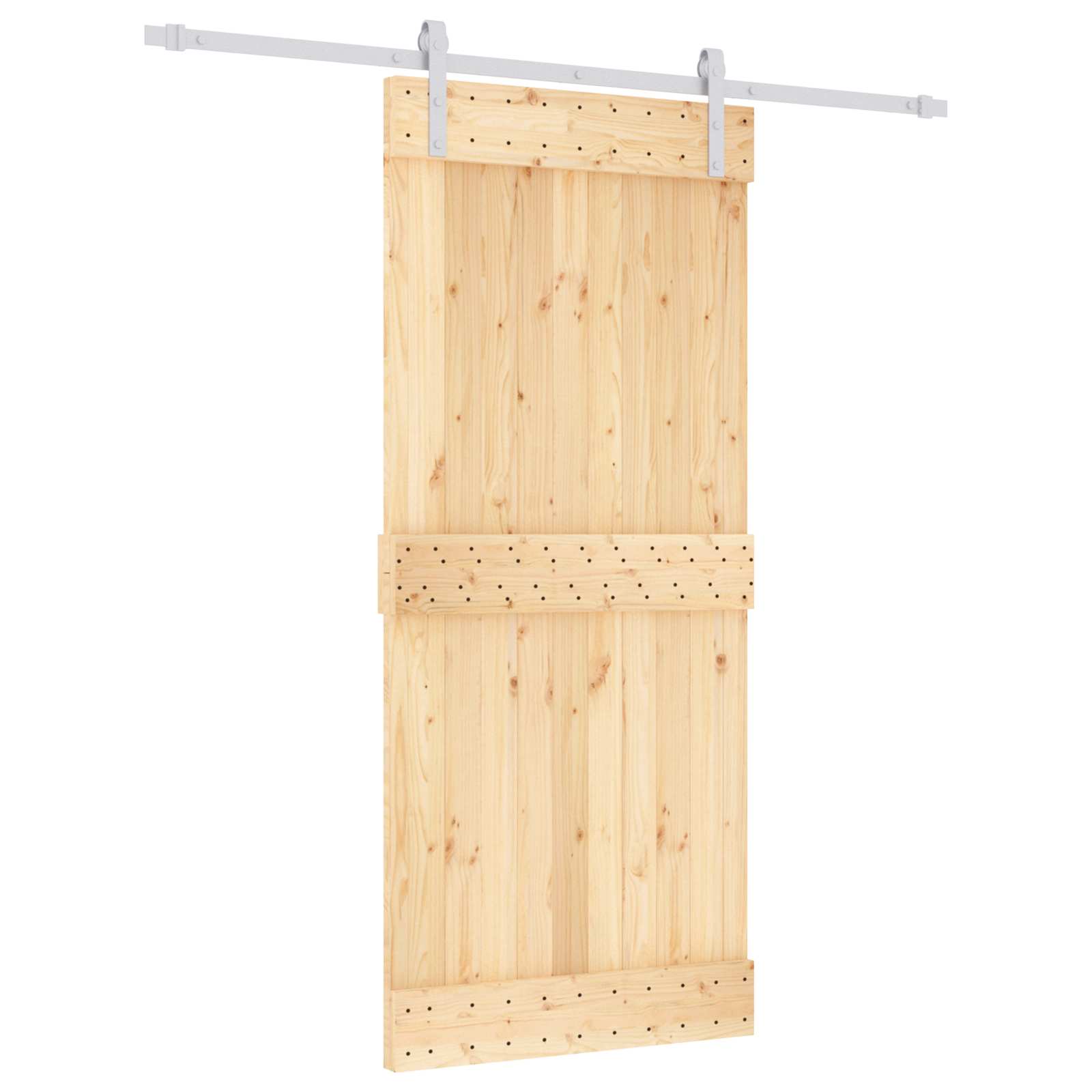 Schiebetür Natürlich und Weiß 90 x 210 cm Massivkiefer