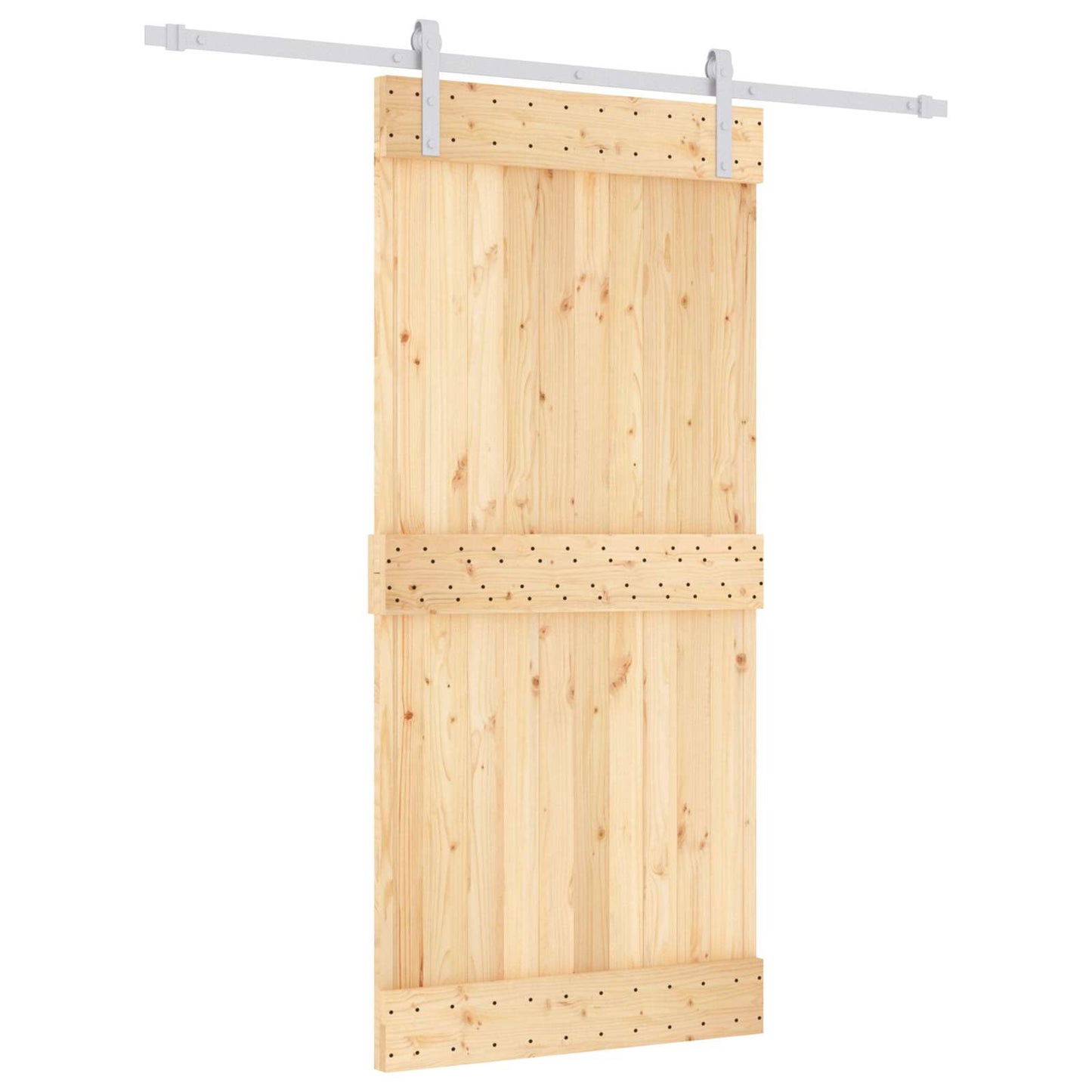 Schiebetür Natürlich und Weiß 95 x 210 cm Massivkiefer