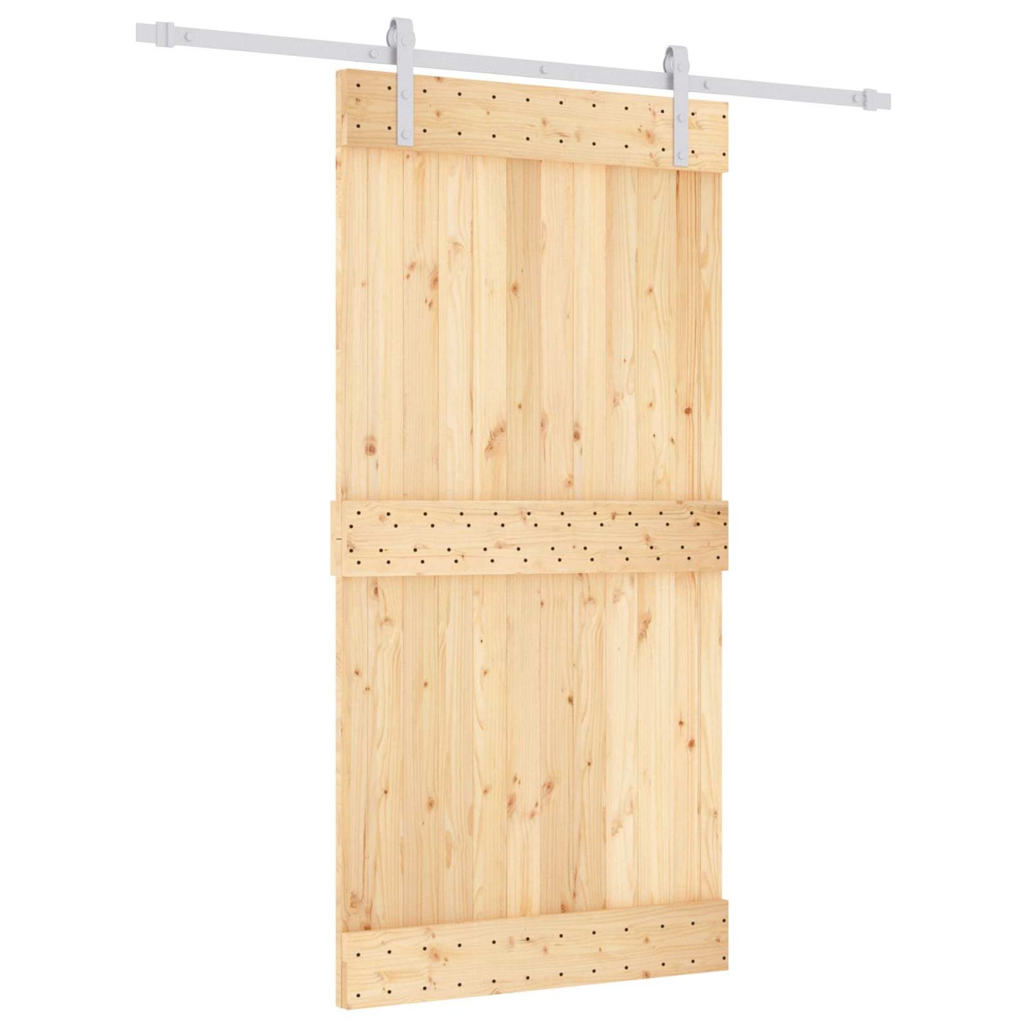 Schiebetür Natürlich und Weiß 100 x 210 cm Massivkiefer