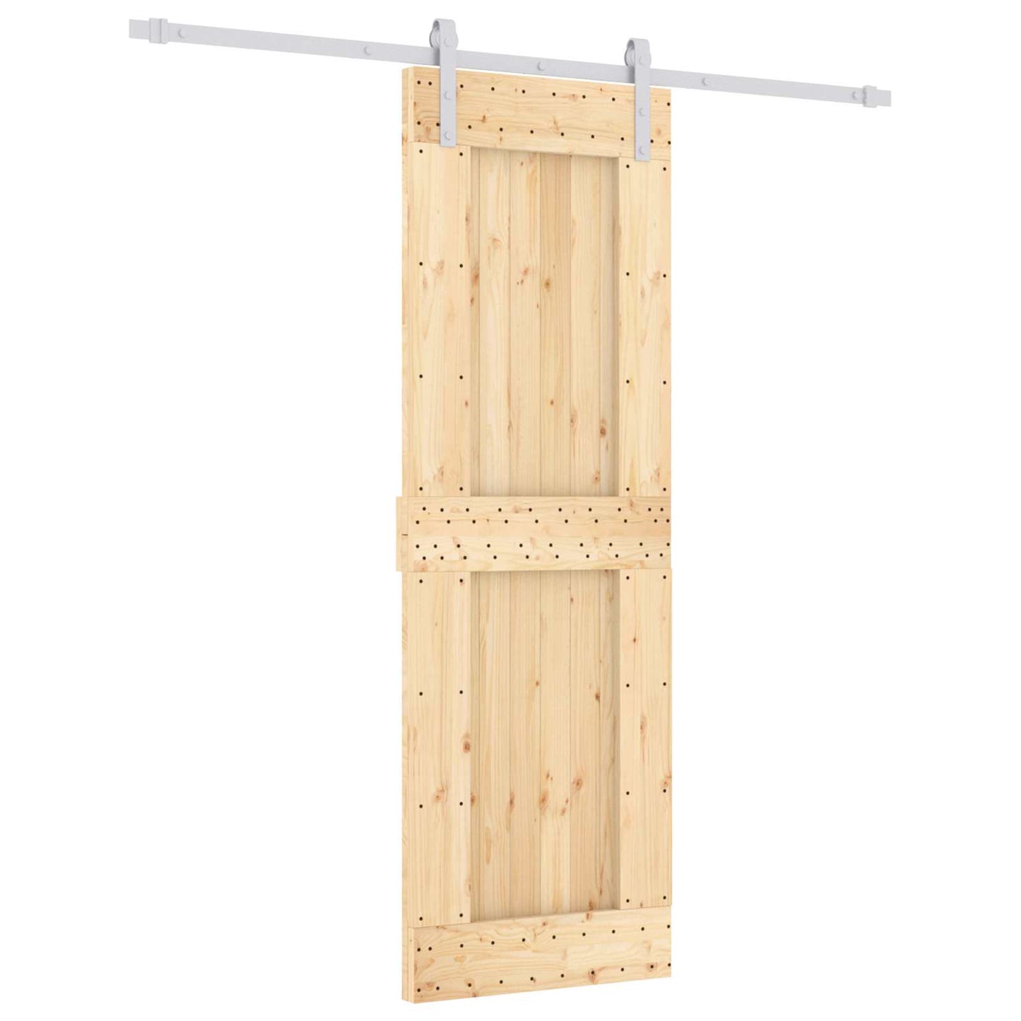 Schiebetür Natürlich und Weiß 70 x 210 cm Massivkiefer