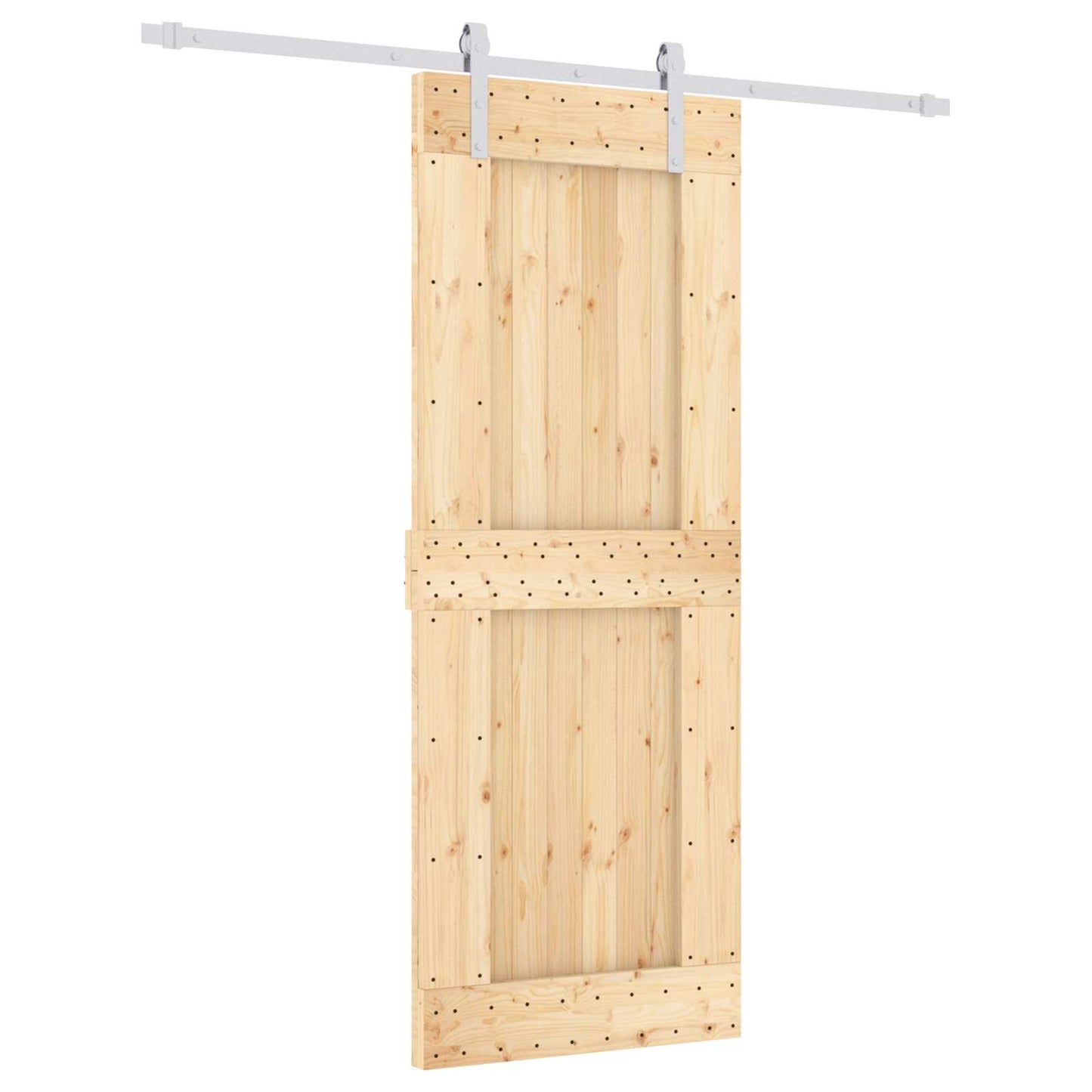 Schiebetür Natürlich und Weiß 80 x 210 cm Massivkiefer