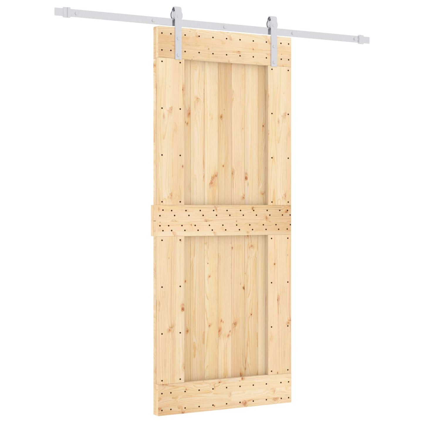 Schiebetür Natürlich und Weiß 85 x 210 cm Massivkiefer